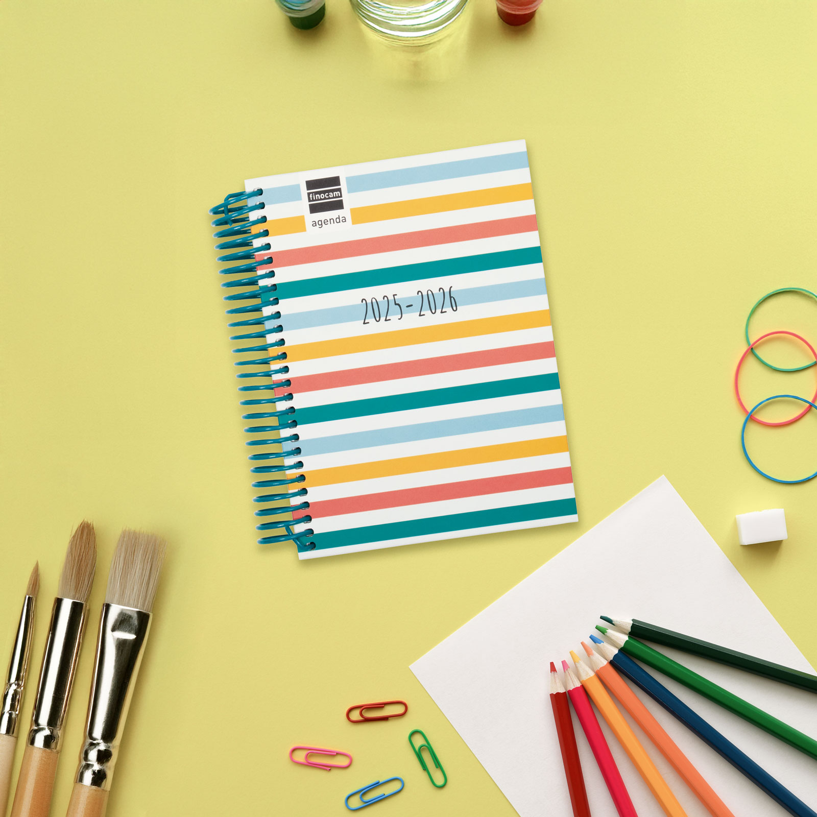 Agenda curso 2025-2026 Diva 1/8-120x164 mm 1 día página Colors Finocam multilingüe 2