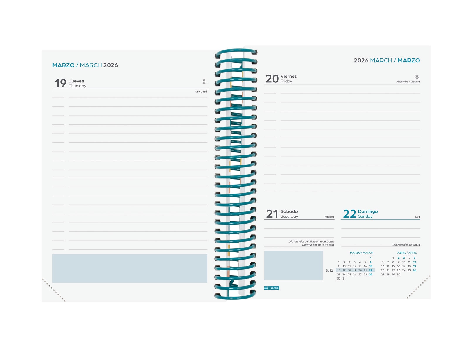 Agenda curso 2025-2026 Diva 1/8-120x164 mm 1 día página Colors Finocam multilingüe 4