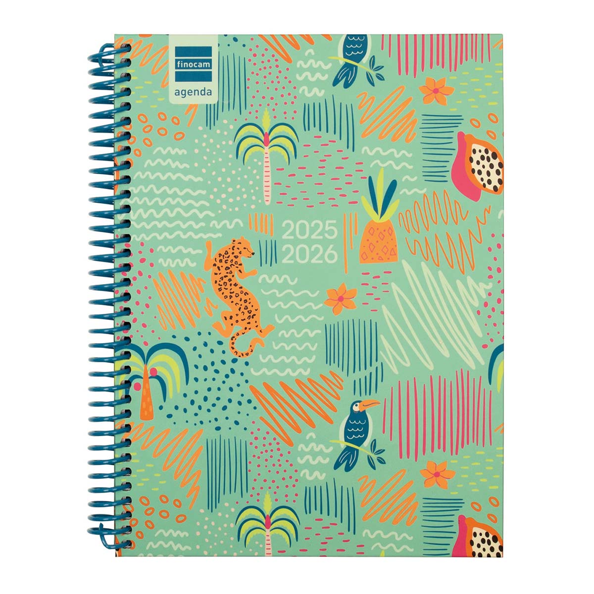 Agenda curso 2025-2026 Diva 1/4-155x212 mm semana vista horizontal Selva Finocam multilingüe Multicolor-1