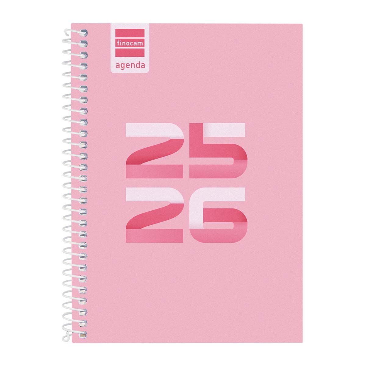 Agenda curso 2025-2026 Cool 1/8-120x164 mm semana vista horizontal Finocam rosa multilingüe Rosa-1