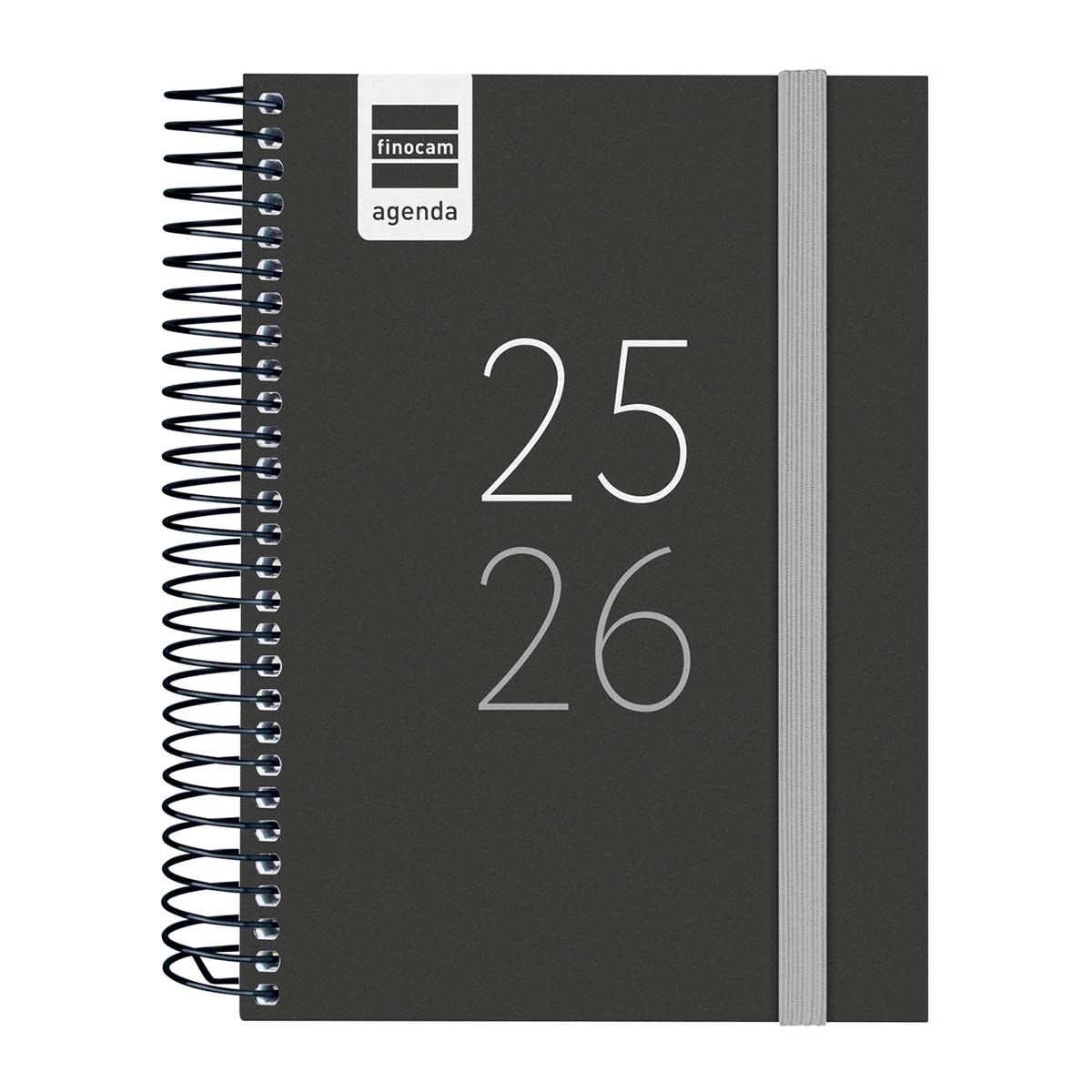 Agenda curso 2025-2026 Secundaria 1/8-120x164 mm 1 día página Finocam negro multilingüe Negro-1