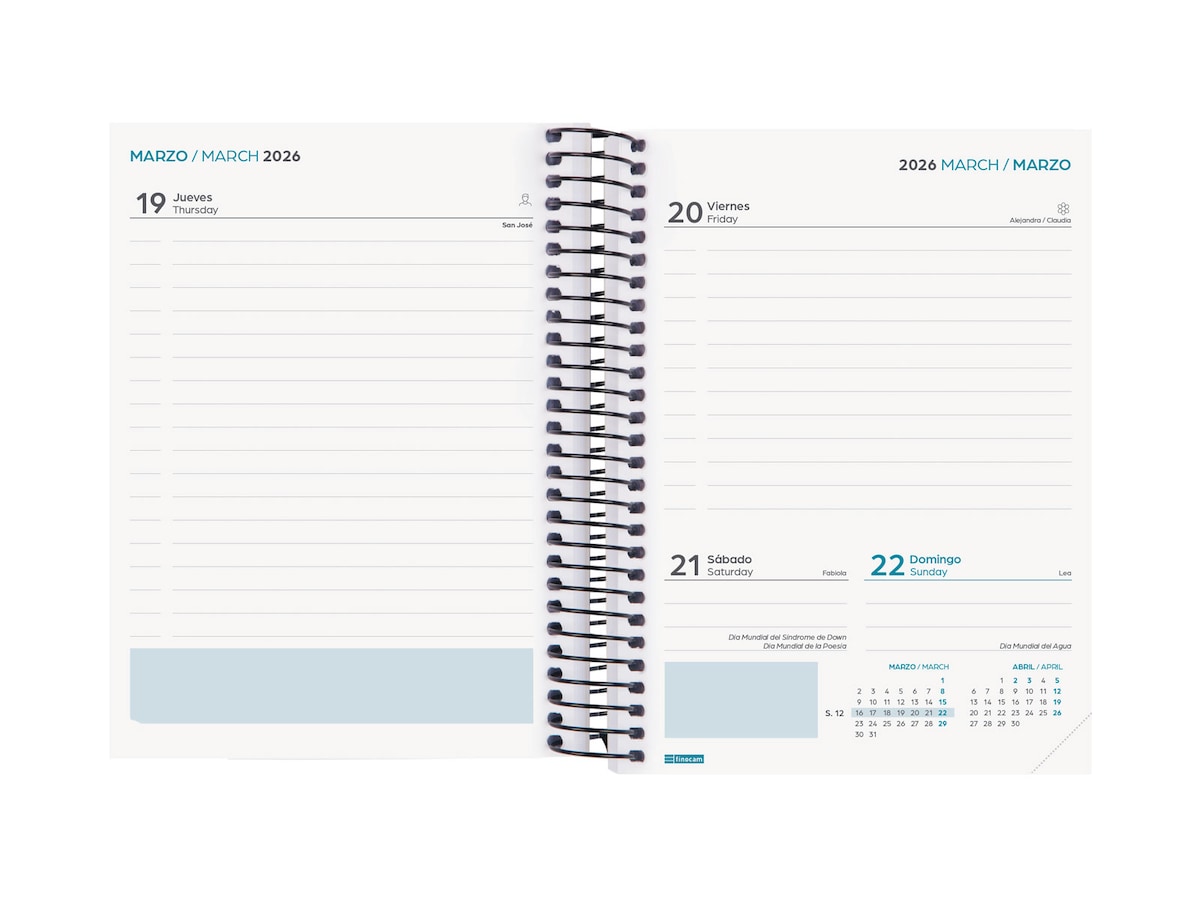 Agenda curso 2025-2026 Secundaria 1/8-120x164 mm 1 día página Finocam negro multilingüe Negro-5