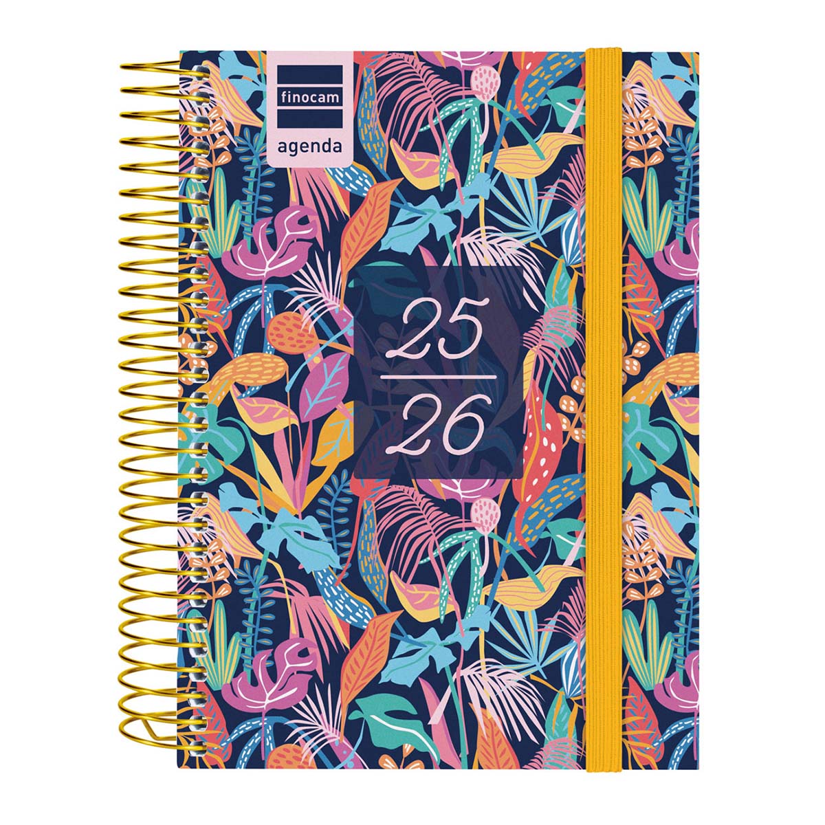 Agenda curso 2025-2026 Secundaria 1/8-120x164 mm 1 día página Tropical Finocam multilingüe Multicolor-1