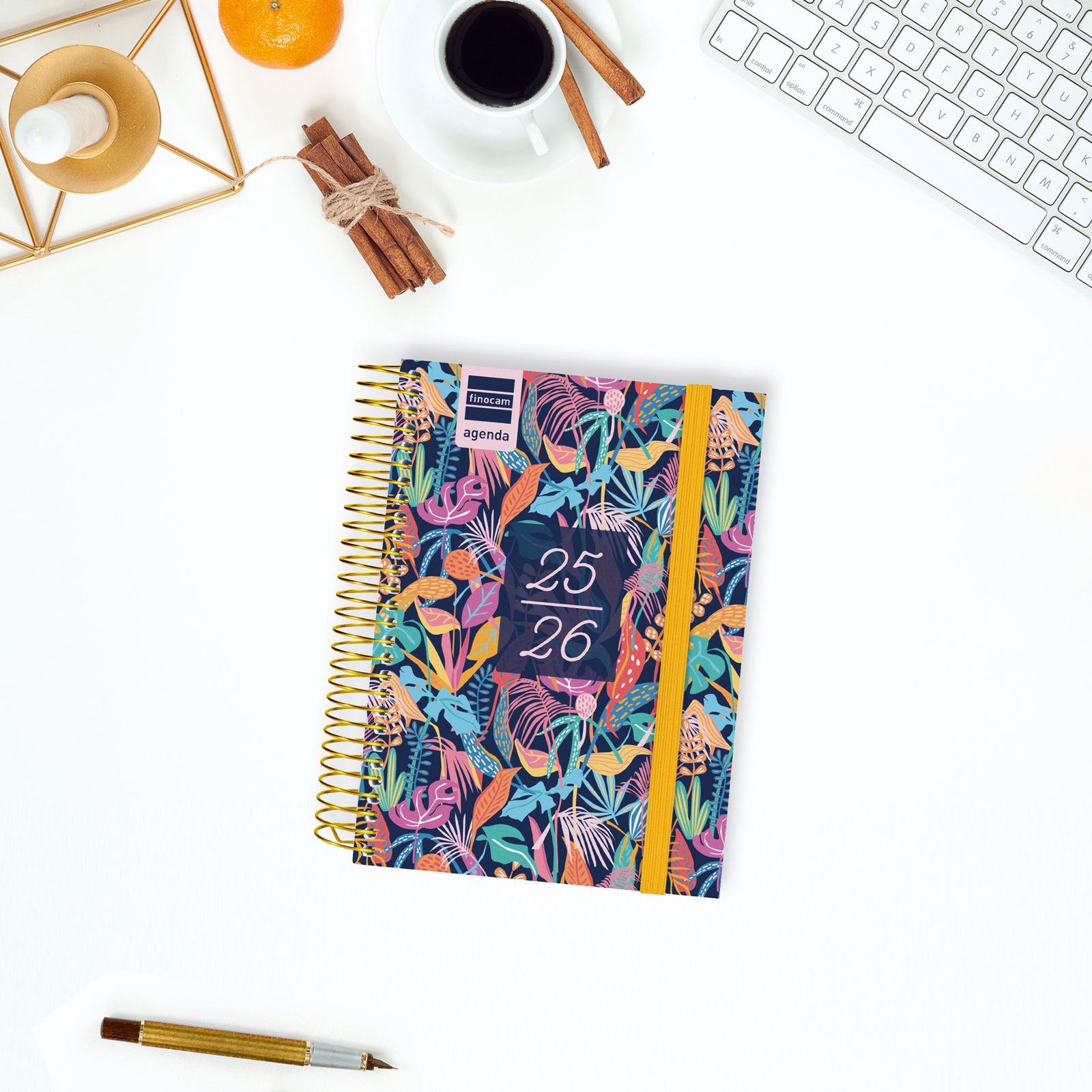 Agenda curso 2025-2026 Secundaria 1/8-120x164 mm 1 día página Tropical Finocam multilingüe Multicolor-2