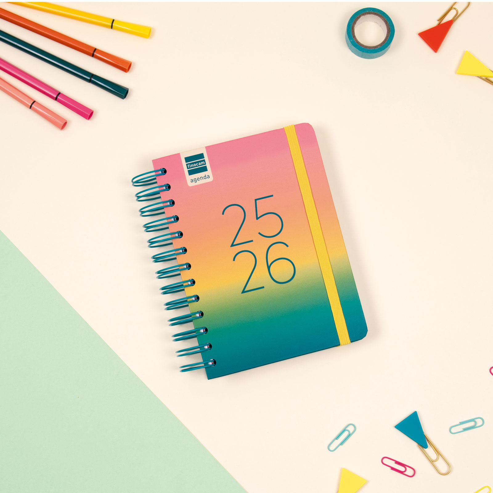 Agenda curso 2025-2026 Cosmo 1/8-120x169 mm 1 día página Iris Finocam Multicolor-2