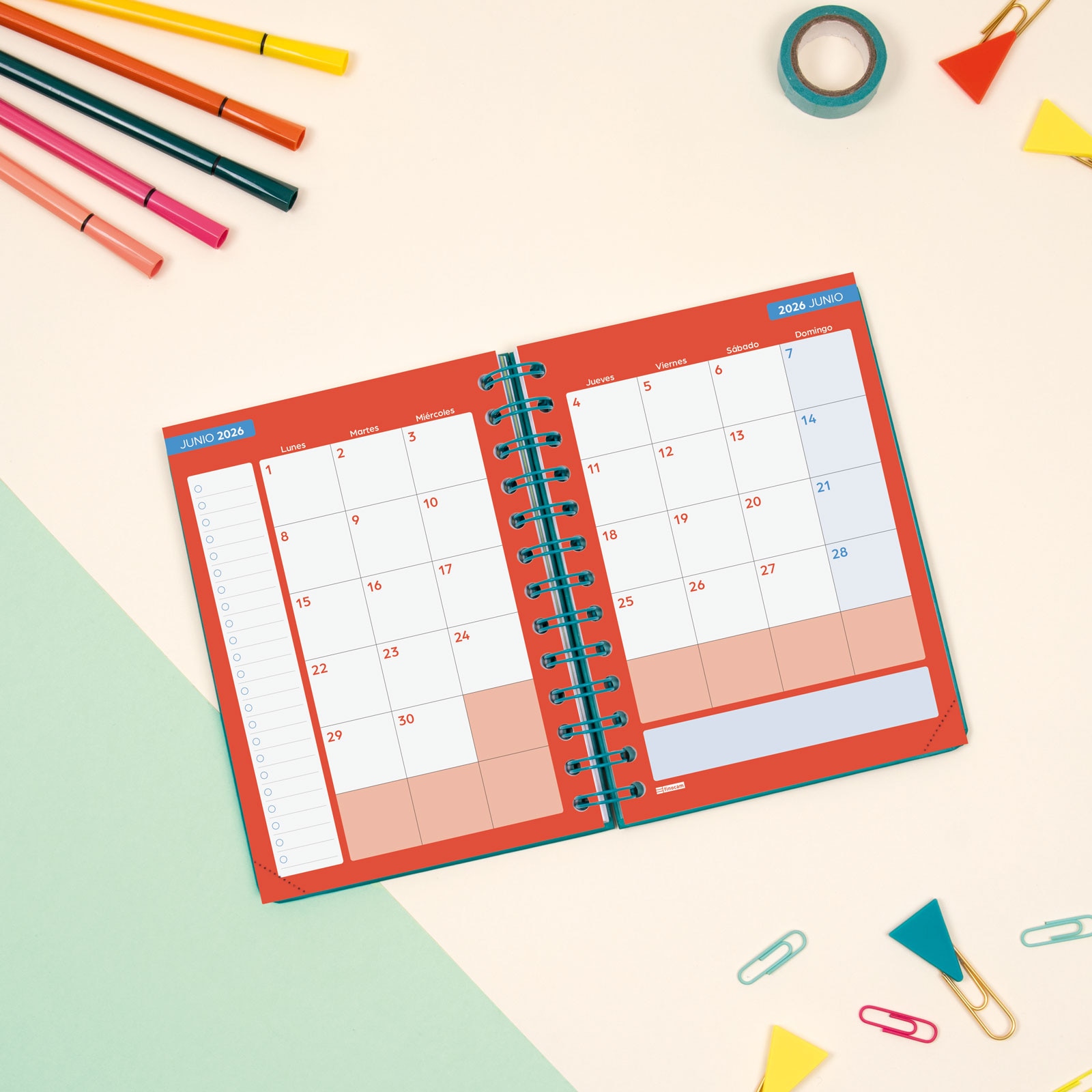 Agenda curso 2025-2026 Cosmo 1/8-120x169 mm 1 día página Iris Finocam Multicolor-4