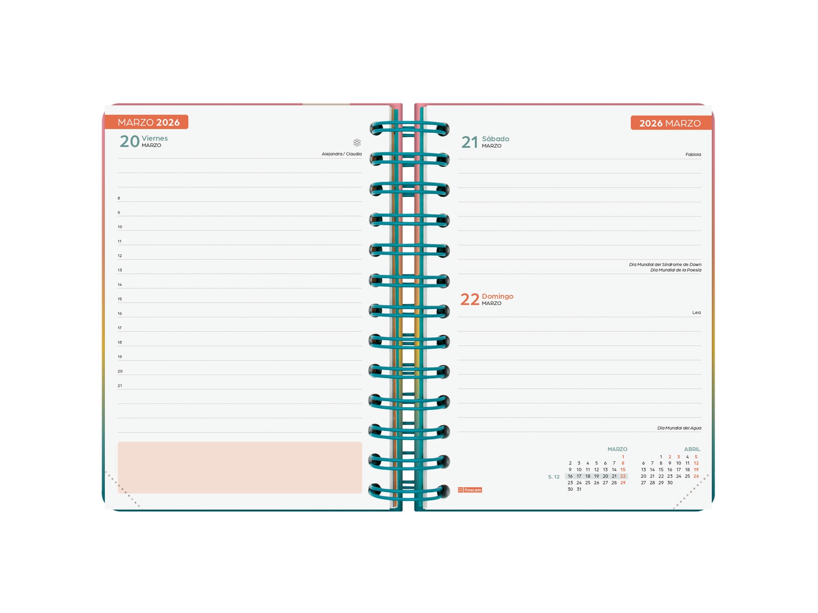 Agenda curso 2025-2026 Cosmo 1/8-120x169 mm 1 día página Iris Finocam Multicolor-6