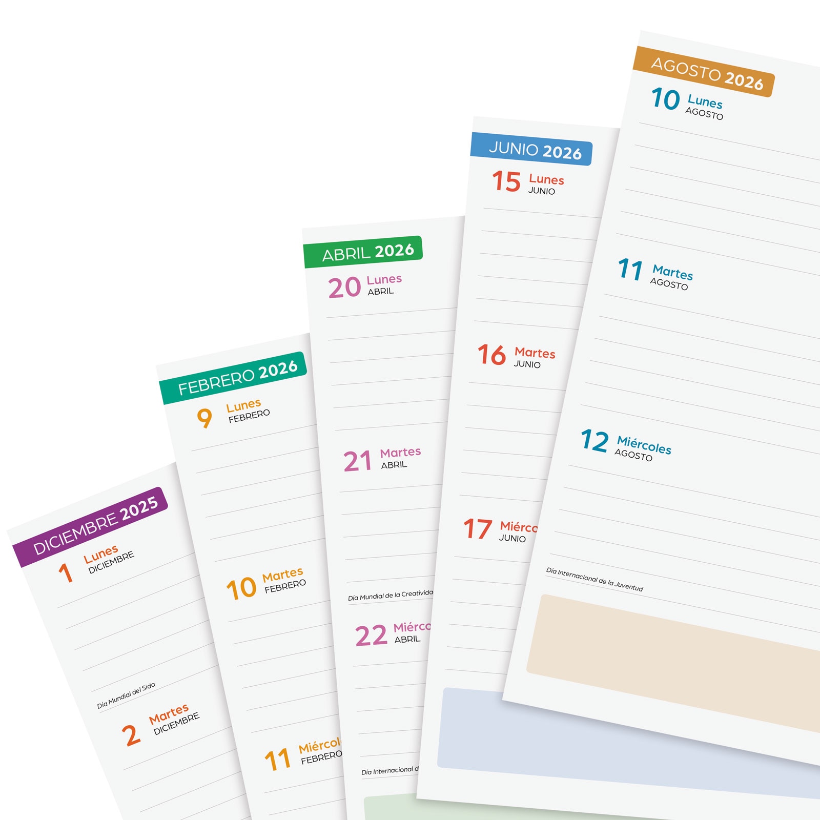 Agenda curso 2025-2026 Cosmo 1/8-120x169 mm 1 día página Iris Finocam Multicolor-7