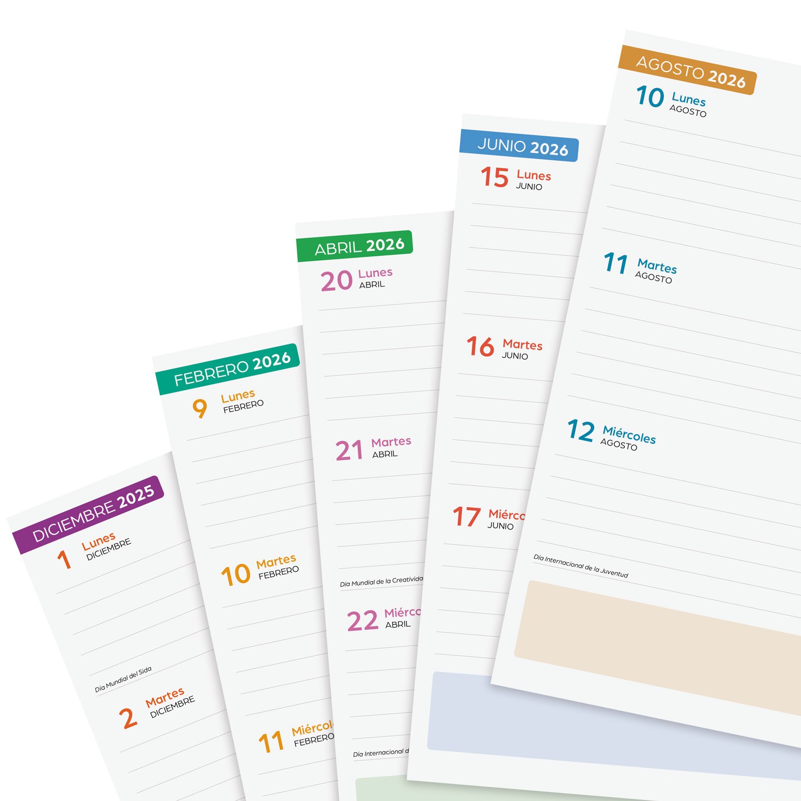 Agenda curso 2025-2026 Cosmo 1/4-155x212 mm semana vista horizontal Iris Finocam Multicolor-7