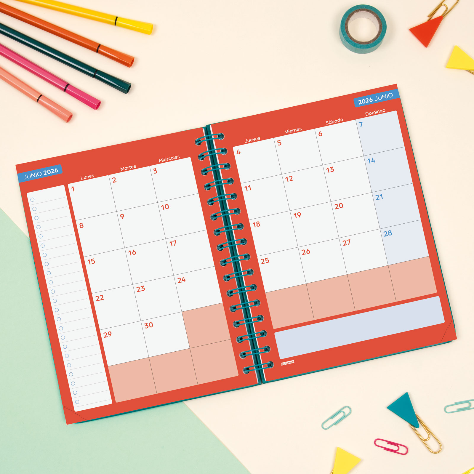 Agenda curso 2025-2026 Cosmo 1/4-155x212 mm 1 día página Iris Finocam Multicolor-4