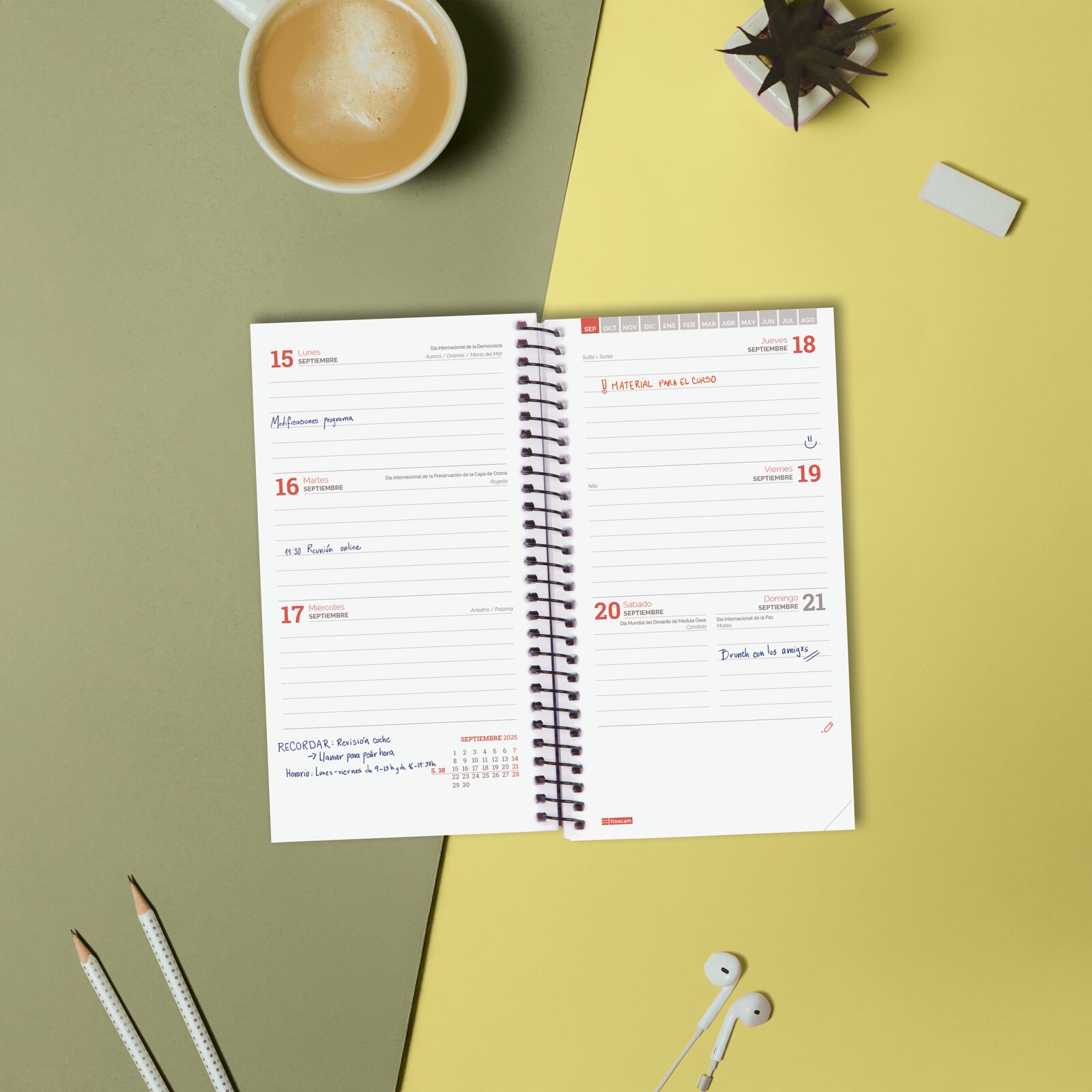 Agenda curso 2025-2026 Espir E9-94x171 mm semana vista horizontal Finocam preto Preto-3