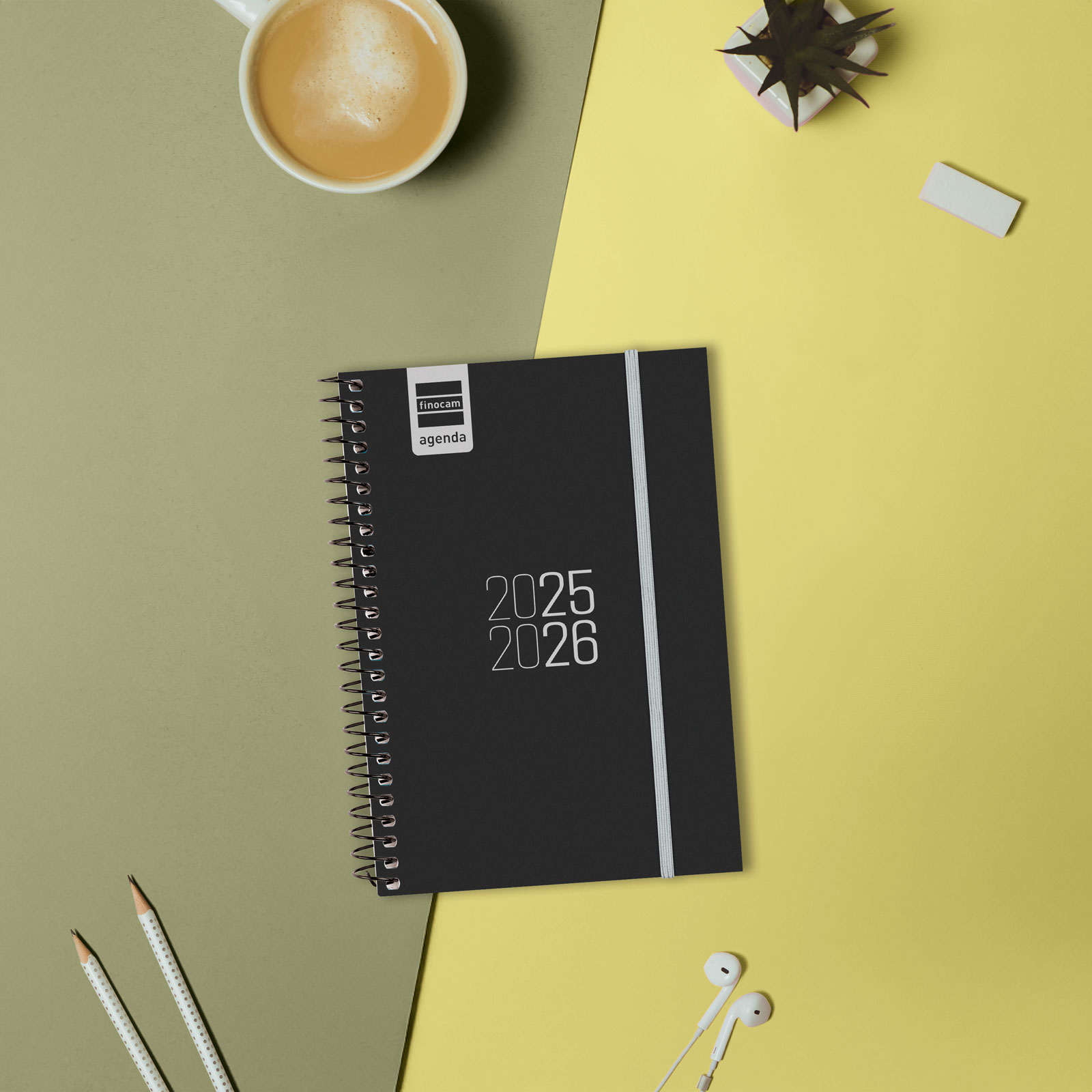 Agenda curso 2025-2026 Espir E8-120x171 mm semana vista horizontal Finocam preto Preto-2