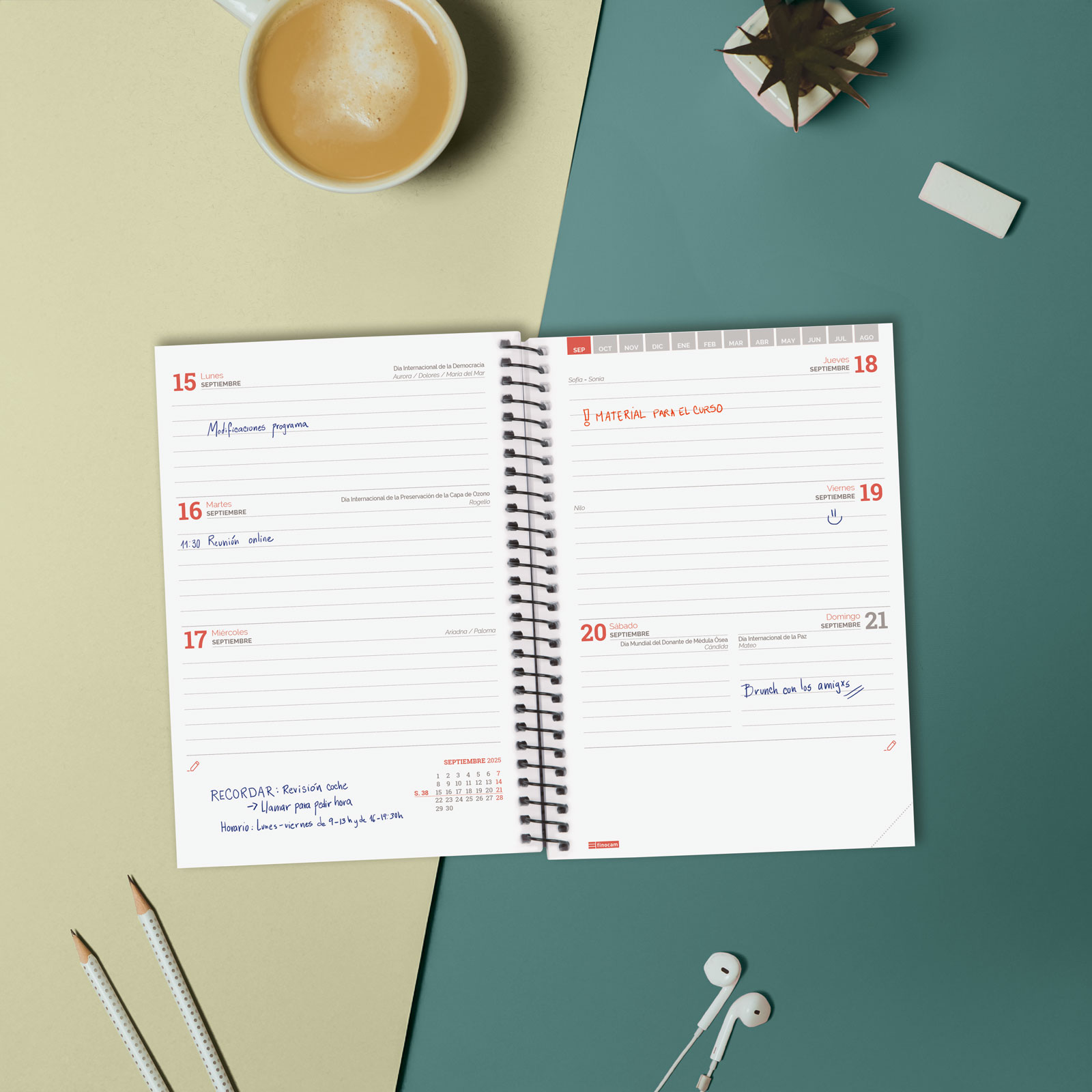 Agenda curso 2025-2026 Espir personalizable E8-120x171 mm semana vista horizontal Finocam Multicolor-3