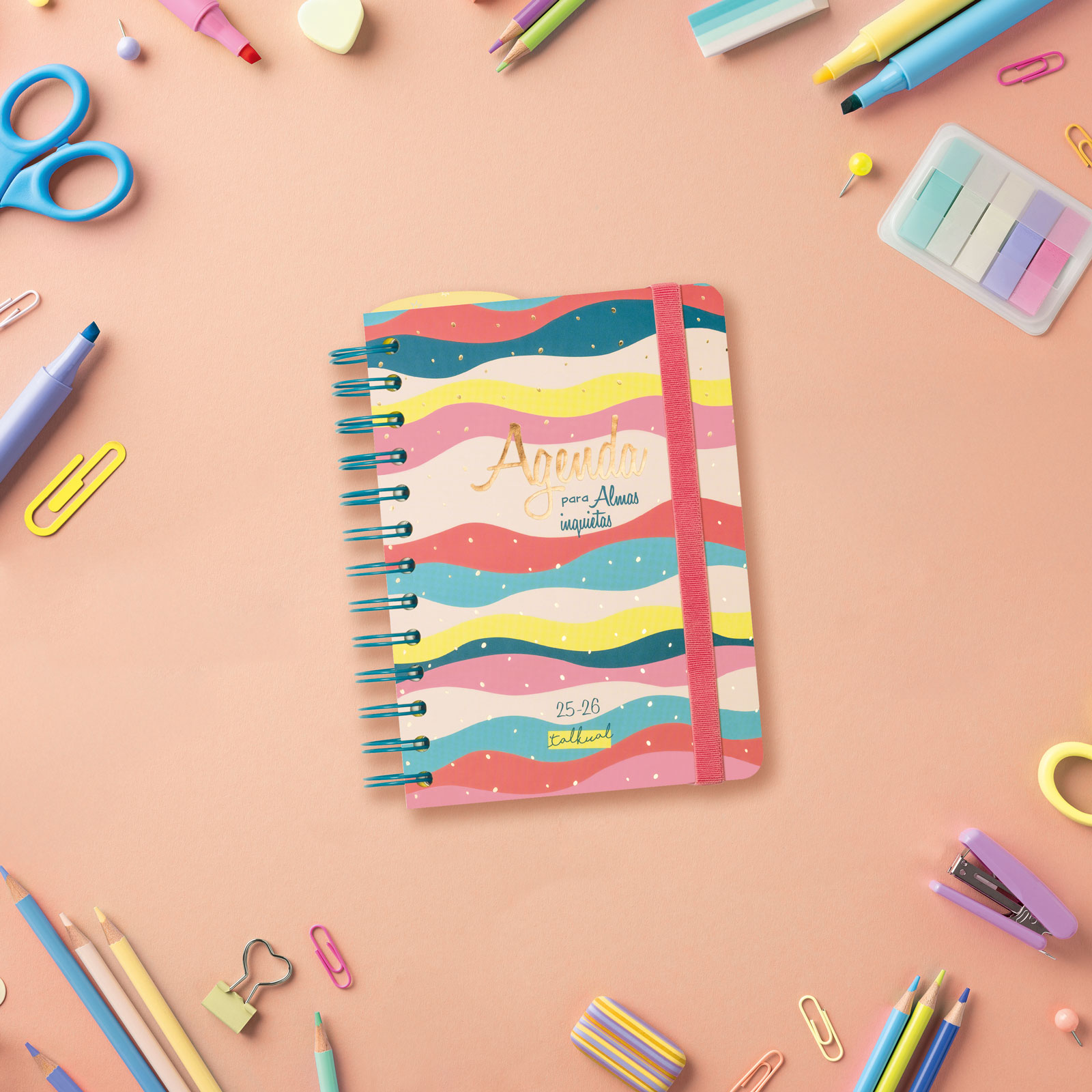 Agenda curso 2025-2026 Talkual 1/8-120x169 mm semana vista horizontal Almas Finocam Multicolor-2