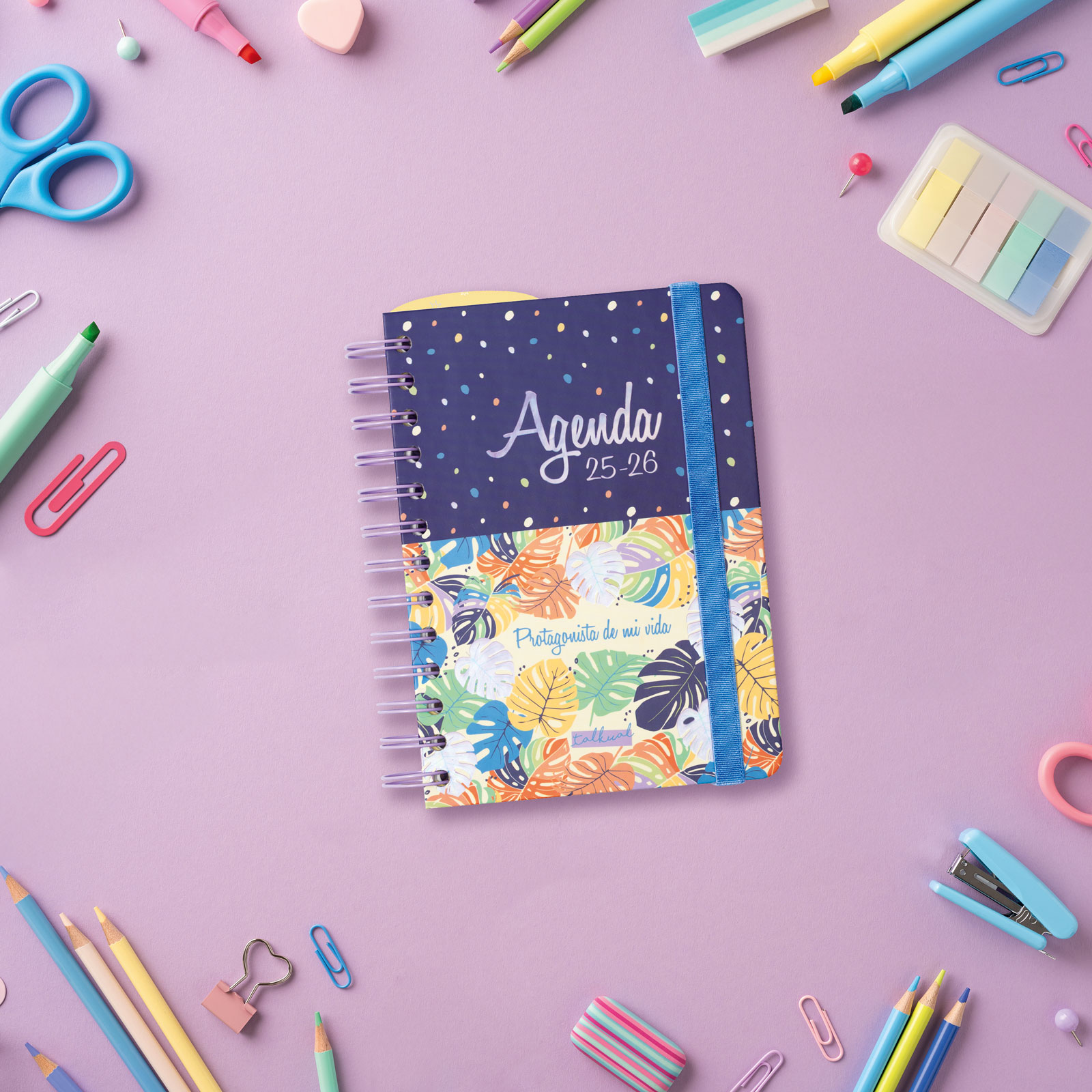 Agenda curso 2025-2026 Talkual 1/8-120x169 mm semana vista horizontal Vida Finocam Multicolor-2