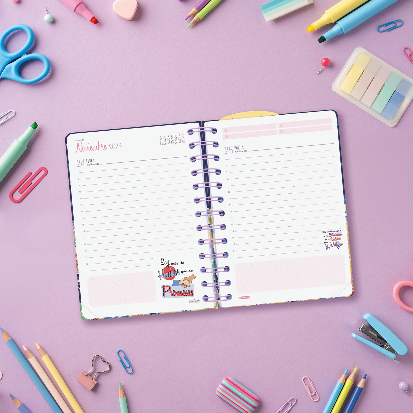 Agenda curso 2025-2026 Talkual 1/8-120x169 mm 1 día página Vida Finocam Multicolor-3