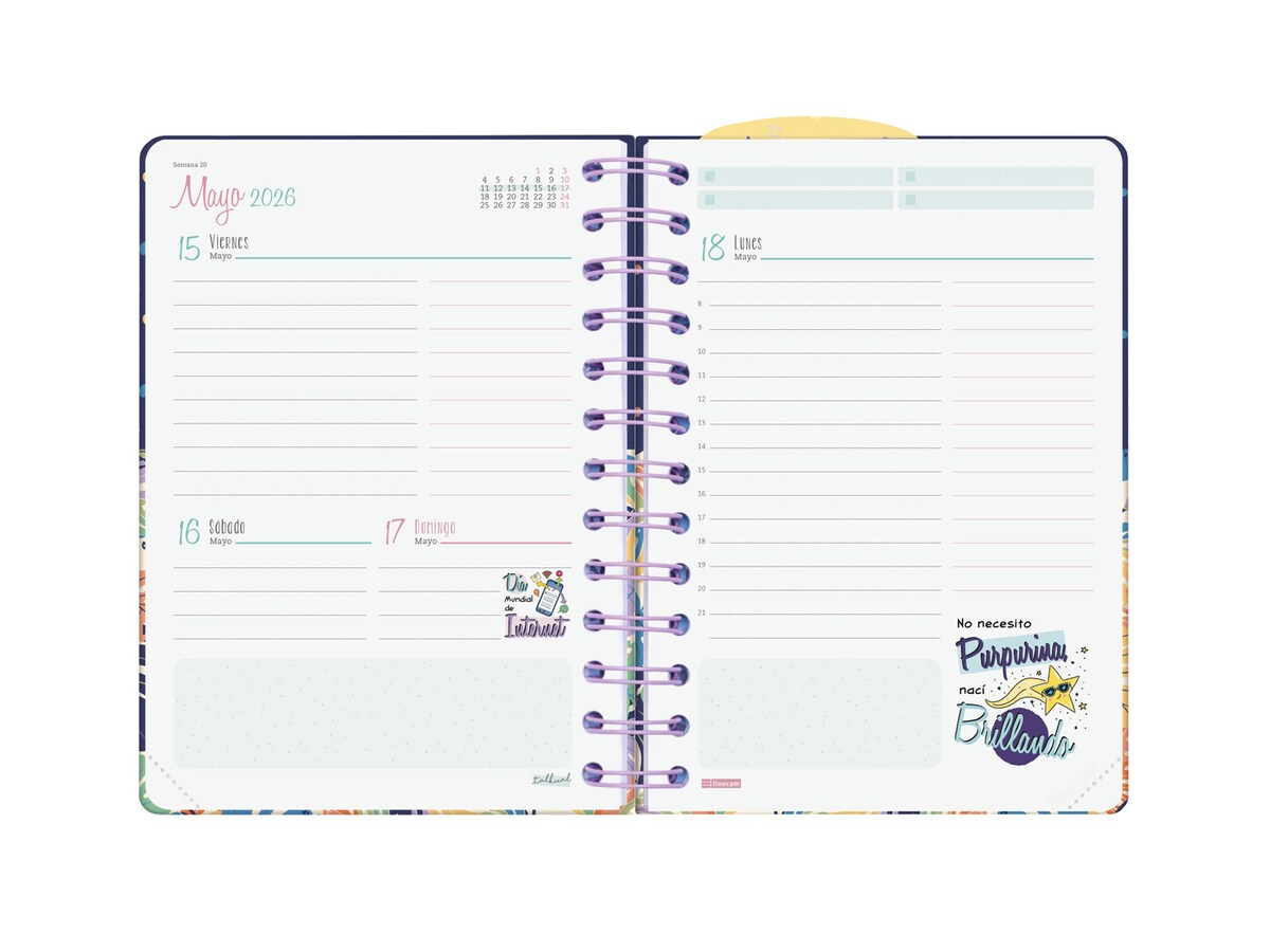 Agenda curso 2025-2026 Talkual 1/8-120x169 mm 1 día página Vida Finocam Multicolor-4