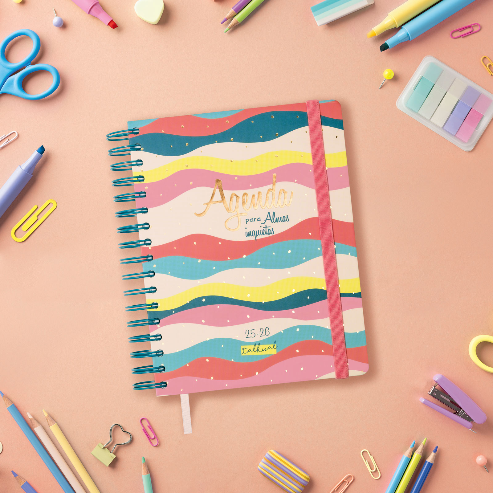Agenda curso 2025-2026 Talkual 1/4-155x217 mm 1 día página Almas Finocam Multicolor-2