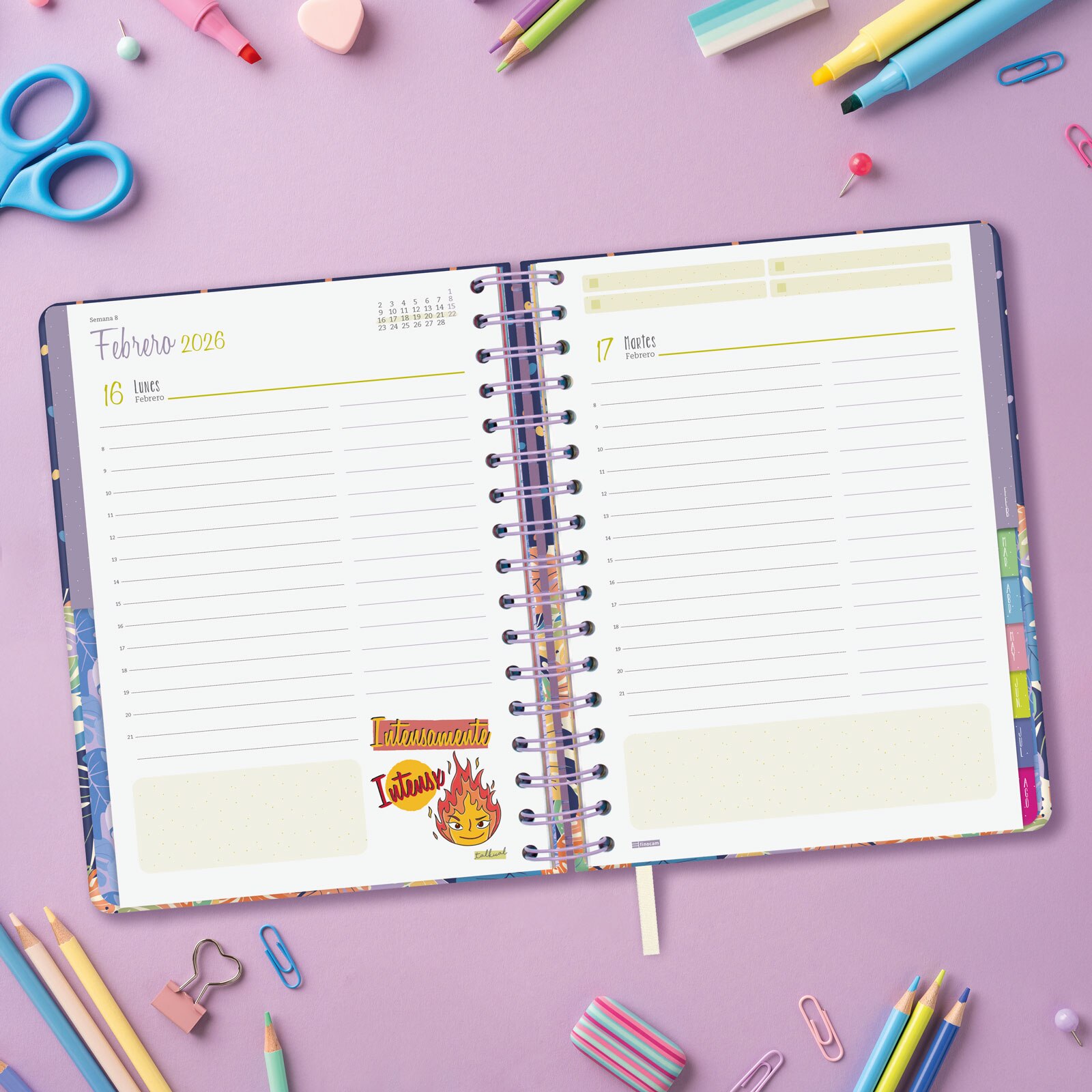 Agenda curso 2025-2026 Talkual 1/4-155x217 mm 1 día página Vida Finocam Multicolor-3
