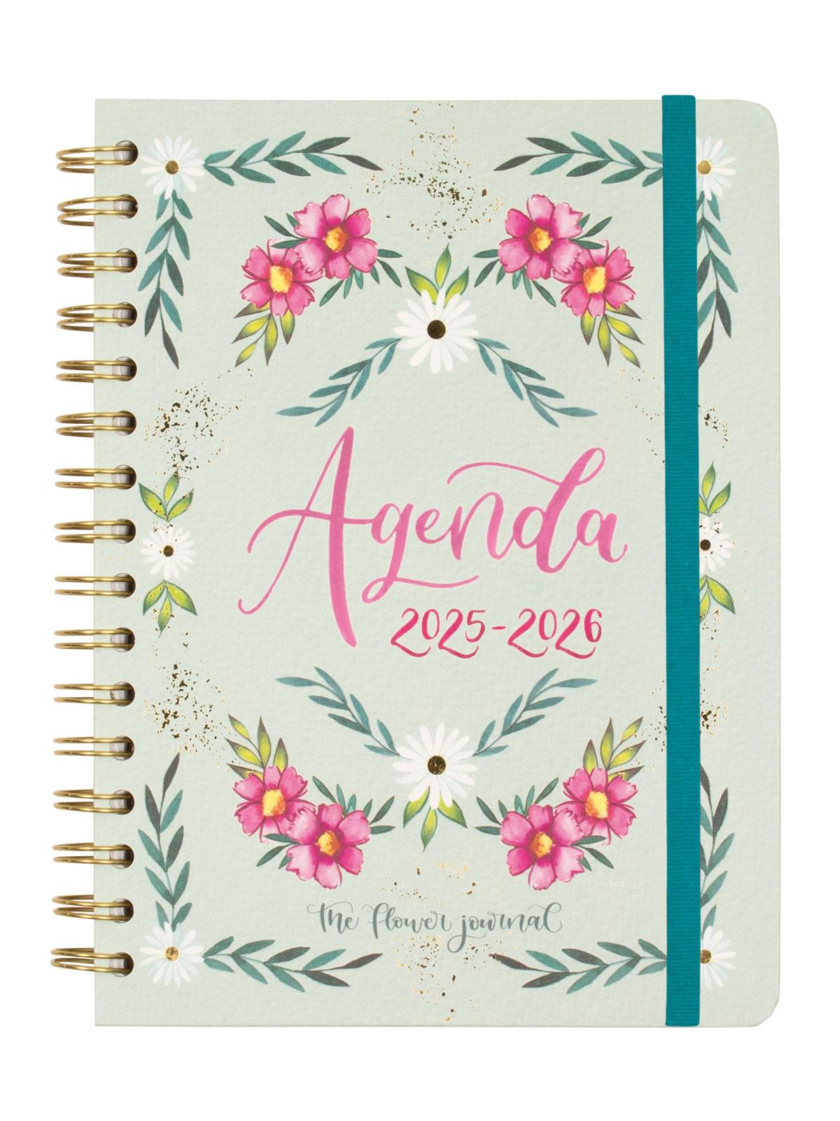 Agenda curso 2025-2026 The Flower Journal E10-155x212 mm semana vista horizontal Finocam verde Verde-1