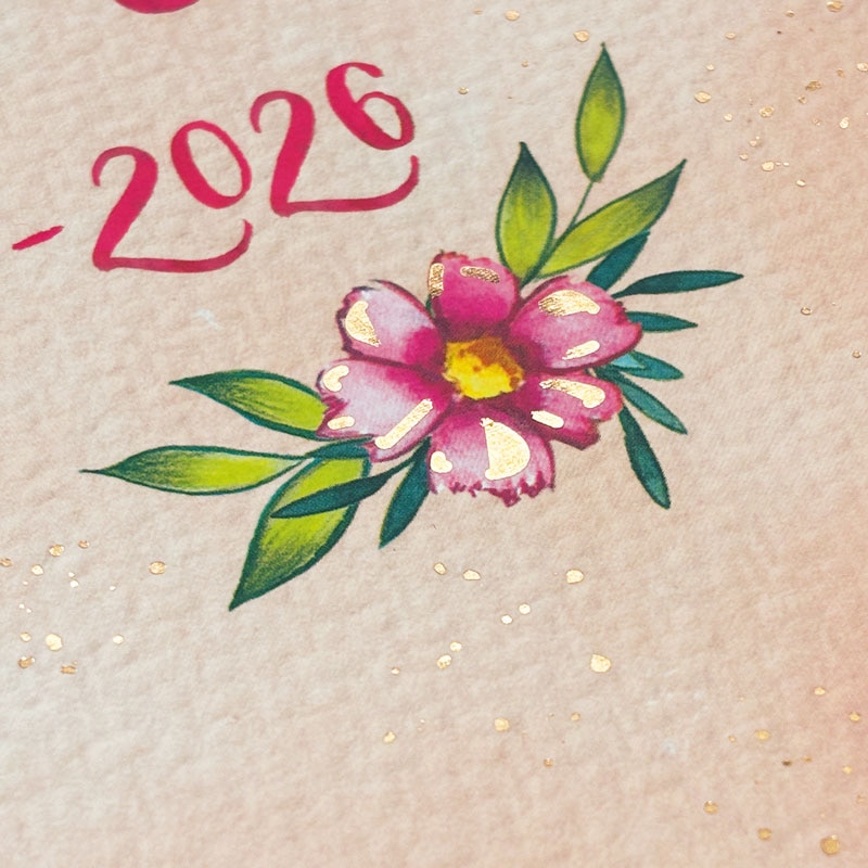 Agenda curso 2025-2026 The Flower Journal E10-155x212 mm 1 día página Finocam rosa Rosa-9