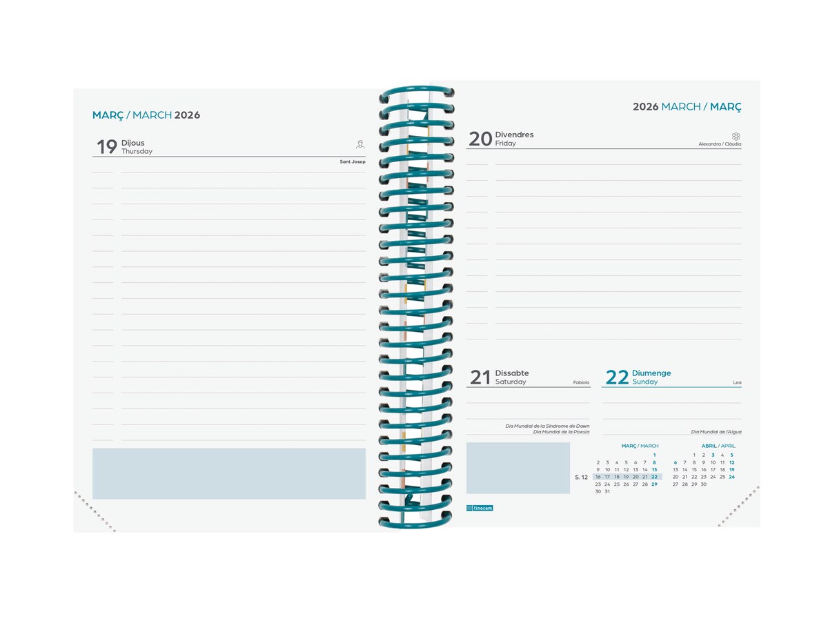Agenda curso 2025-2026 Diva 1/8-120x164 mm 1 día página Colors Finocam catalán multilingüe 4