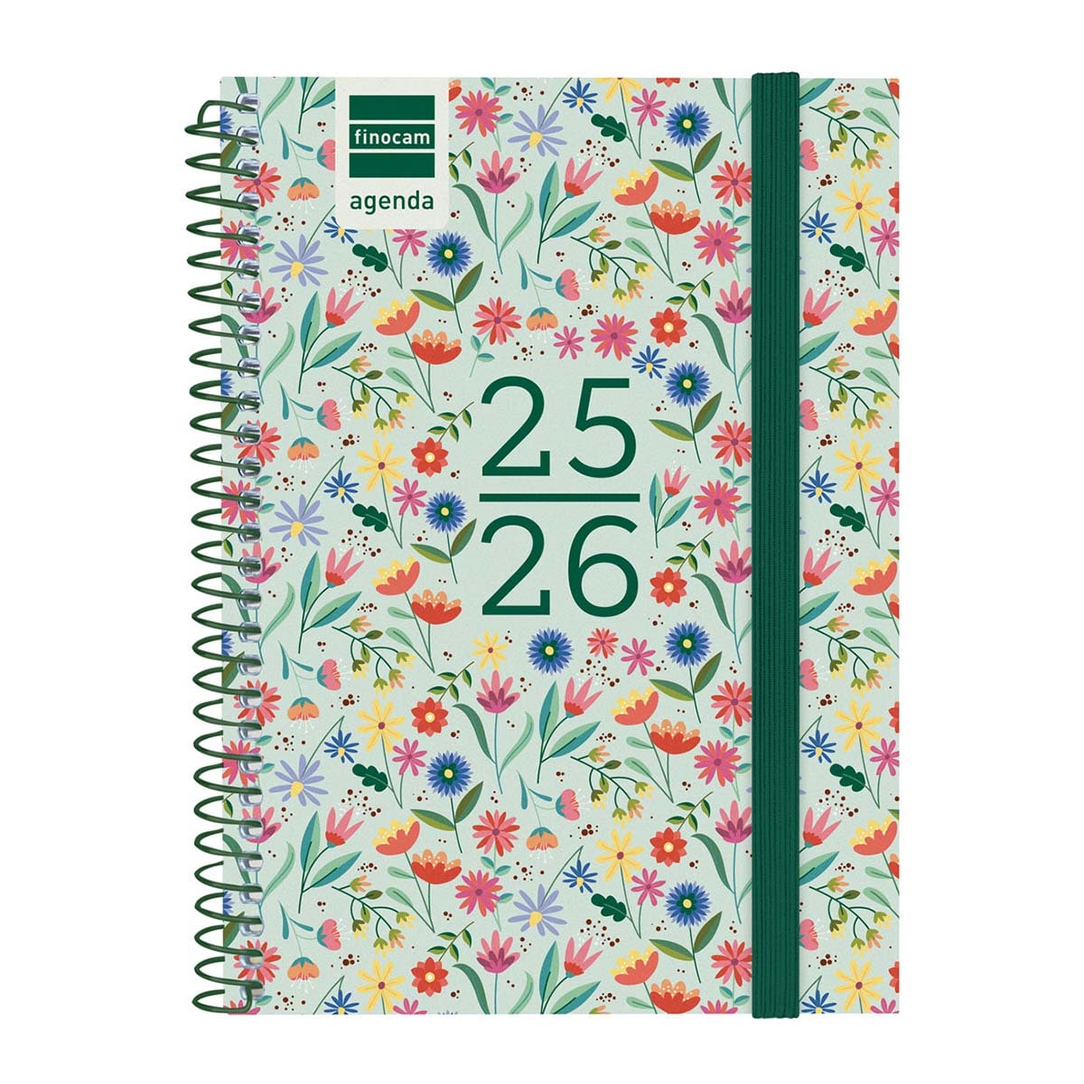 Agenda curso 2025-2026 Secundaria 1/8-120x164 mm semana vista horizontal Fiori Finocam catalán multilingüe Multicolor-1