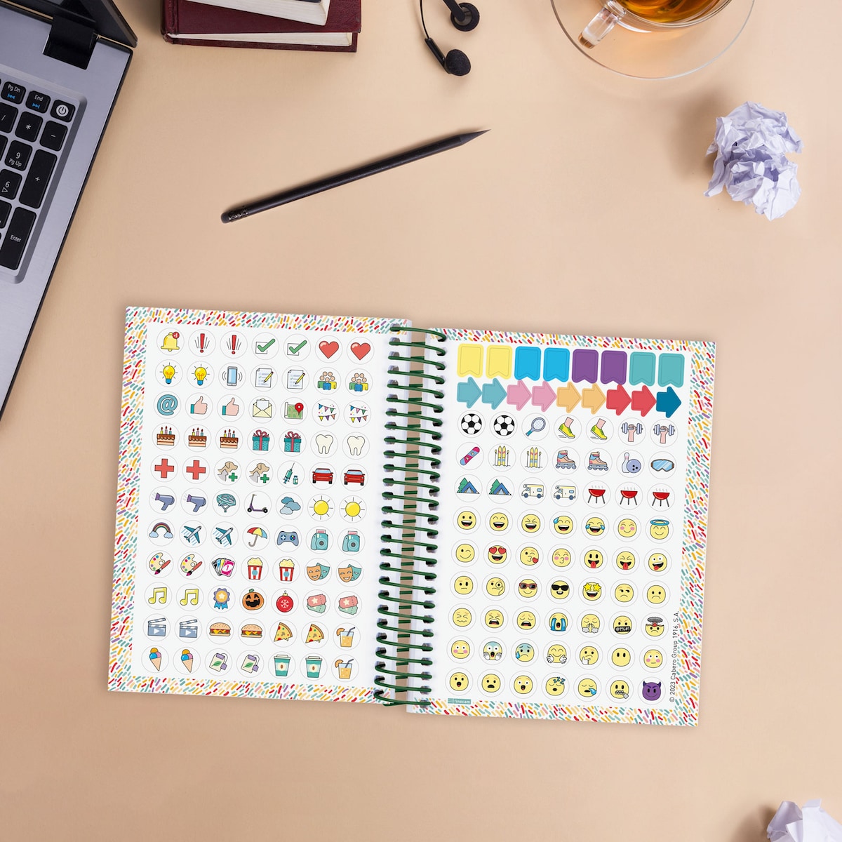 Agenda curso 2025-2026 Secundaria 1/8-120x164 mm semana vista horizontal Fiori Finocam catalán multilingüe Multicolor-4