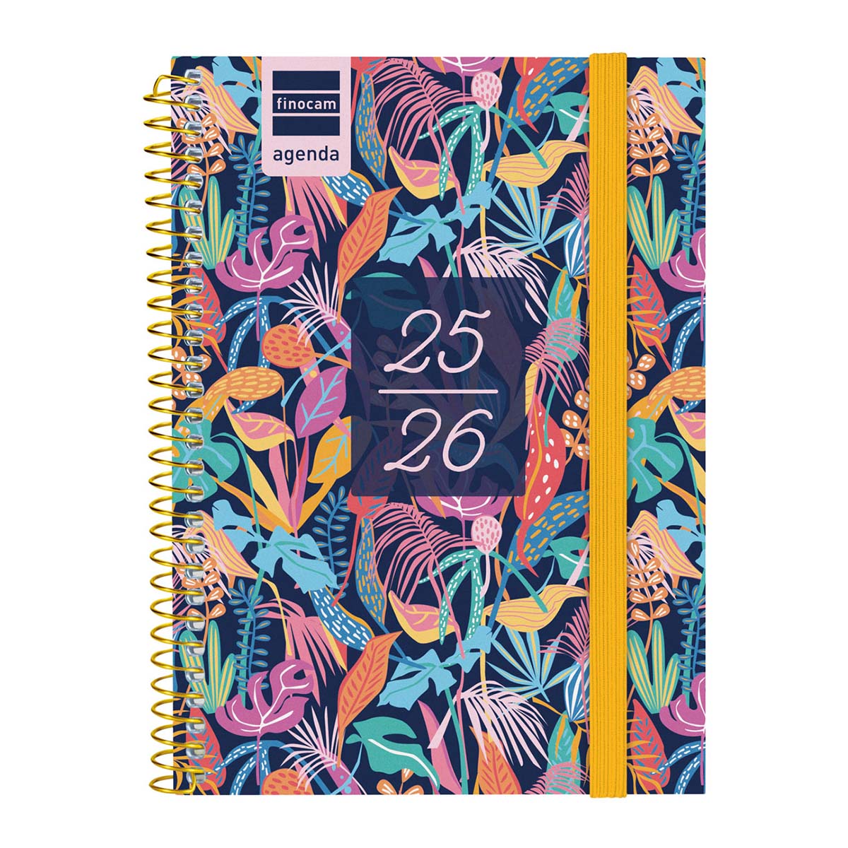Agenda curso 2025-2026 Secundaria 1/8-120x164 mm semana vista horizontal Tropical Finocam catalán multilingüe Multicolor-1