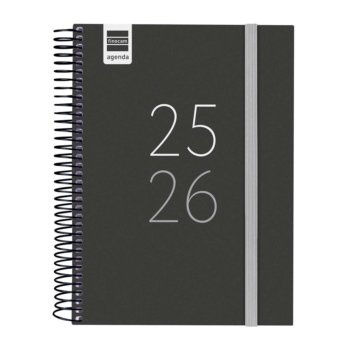 Agenda curso 2025-2026 Secundaria 1/4-155x212 mm 1 día página Finocam negro catalán multilingüe Negro-1