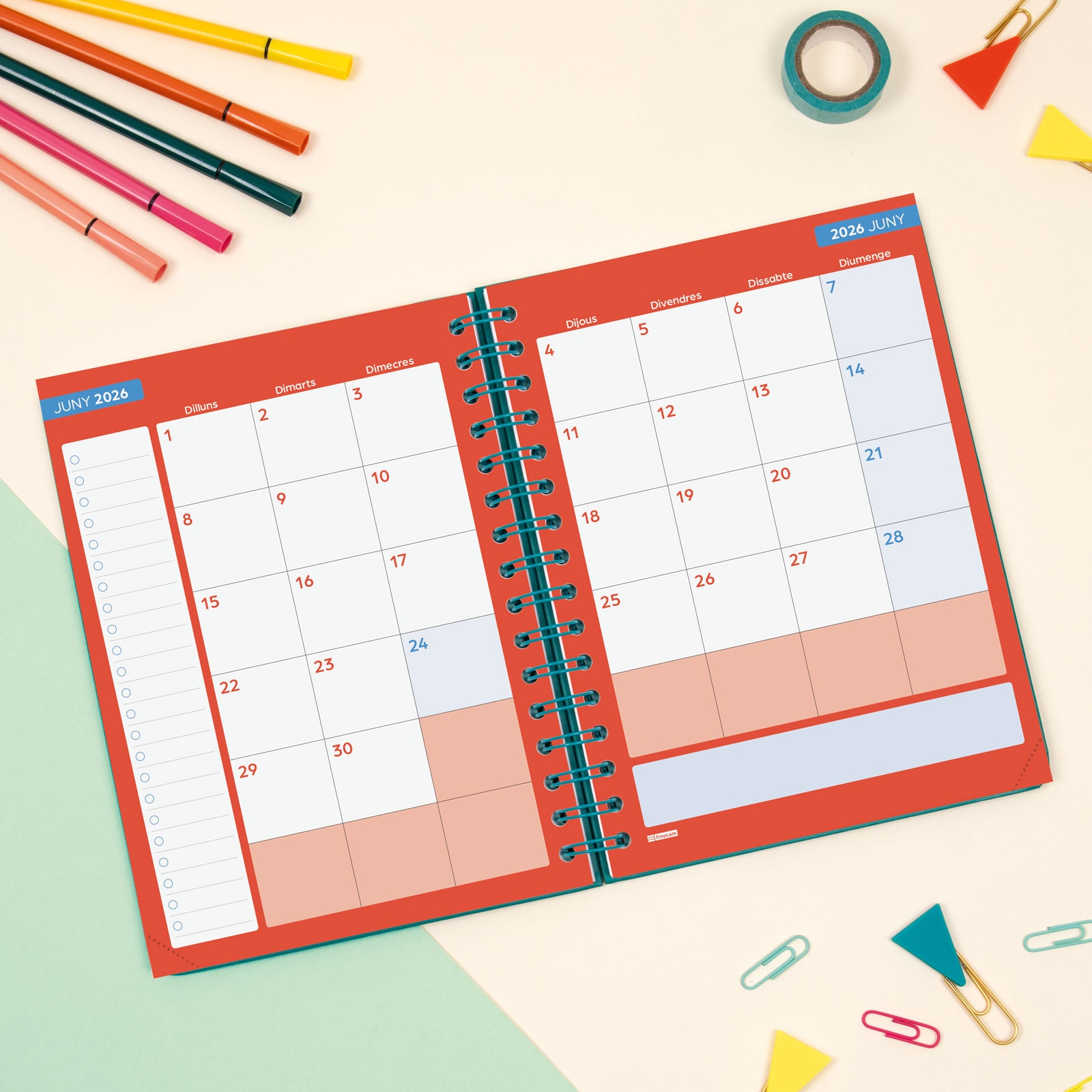 Agenda curso 2025-2026 Cosmo 1/4-155x212 mm 1 día página Iris Finocam catalán Multicolor-4