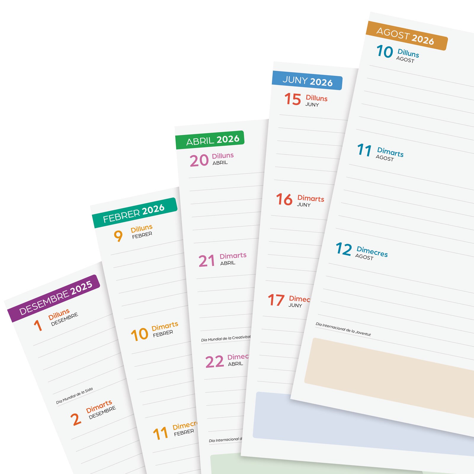 Agenda curso 2025-2026 Cosmo 1/4-155x212 mm 1 día página Iris Finocam catalán Multicolor-7