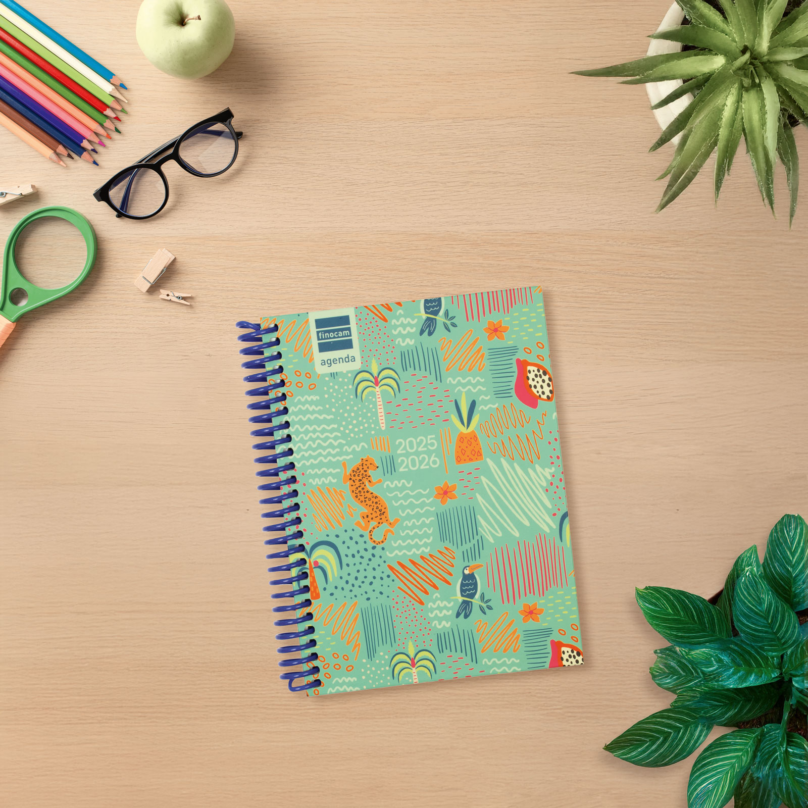 Agenda curso 2025-2026 Diva 1/8-120x164 mm semana vista horizontal Selva Finocam portugués multilingüe Multicolor-2
