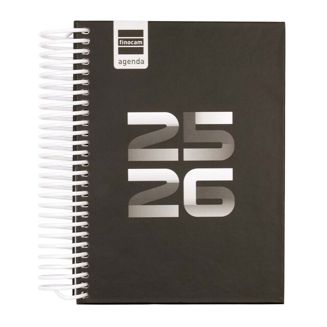 Imagem 0 de Agenda curso 2025-2026 Diva 1/8-120x164 mm 1 dia página Finocam preto português multilingue