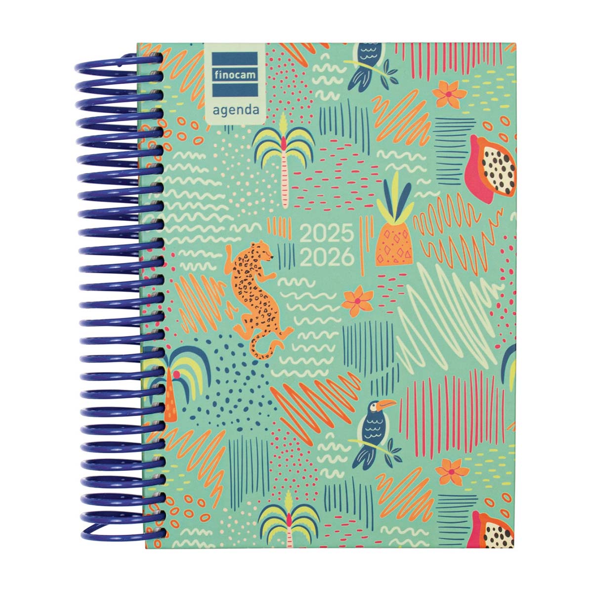 Agenda curso 2025-2026 Diva 1/8-120x164 mm 1 dia página Selva Finocam português multilingue Multicolor-1