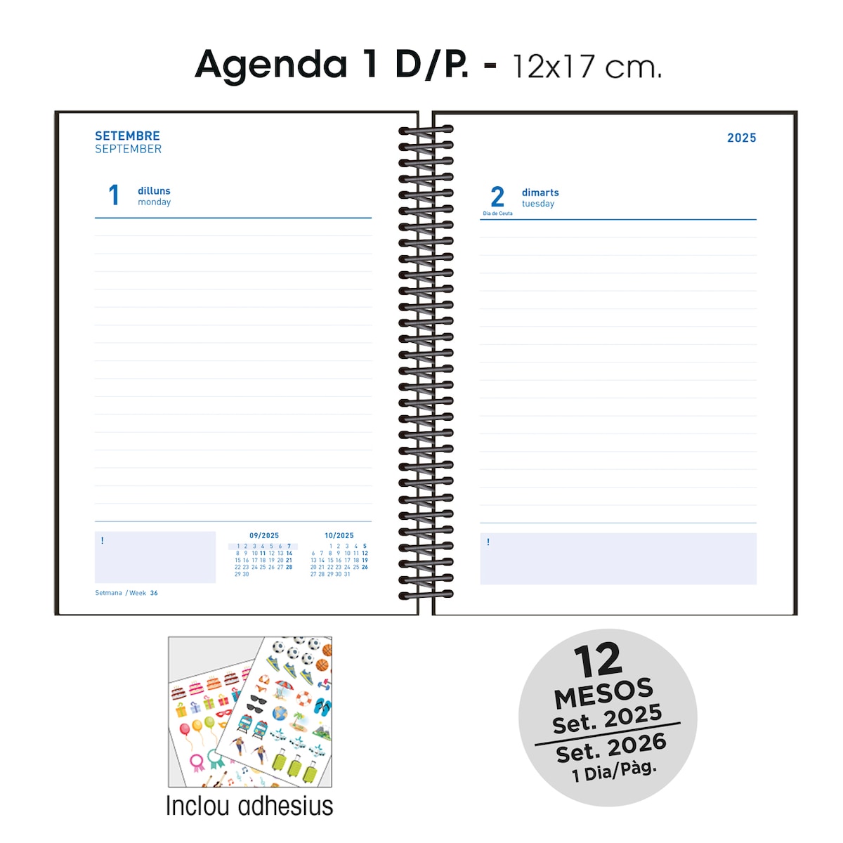 Agenda escolar 2025-2026 1 día por página A6 Student Sunset Senfort Catalán Multicolor-2