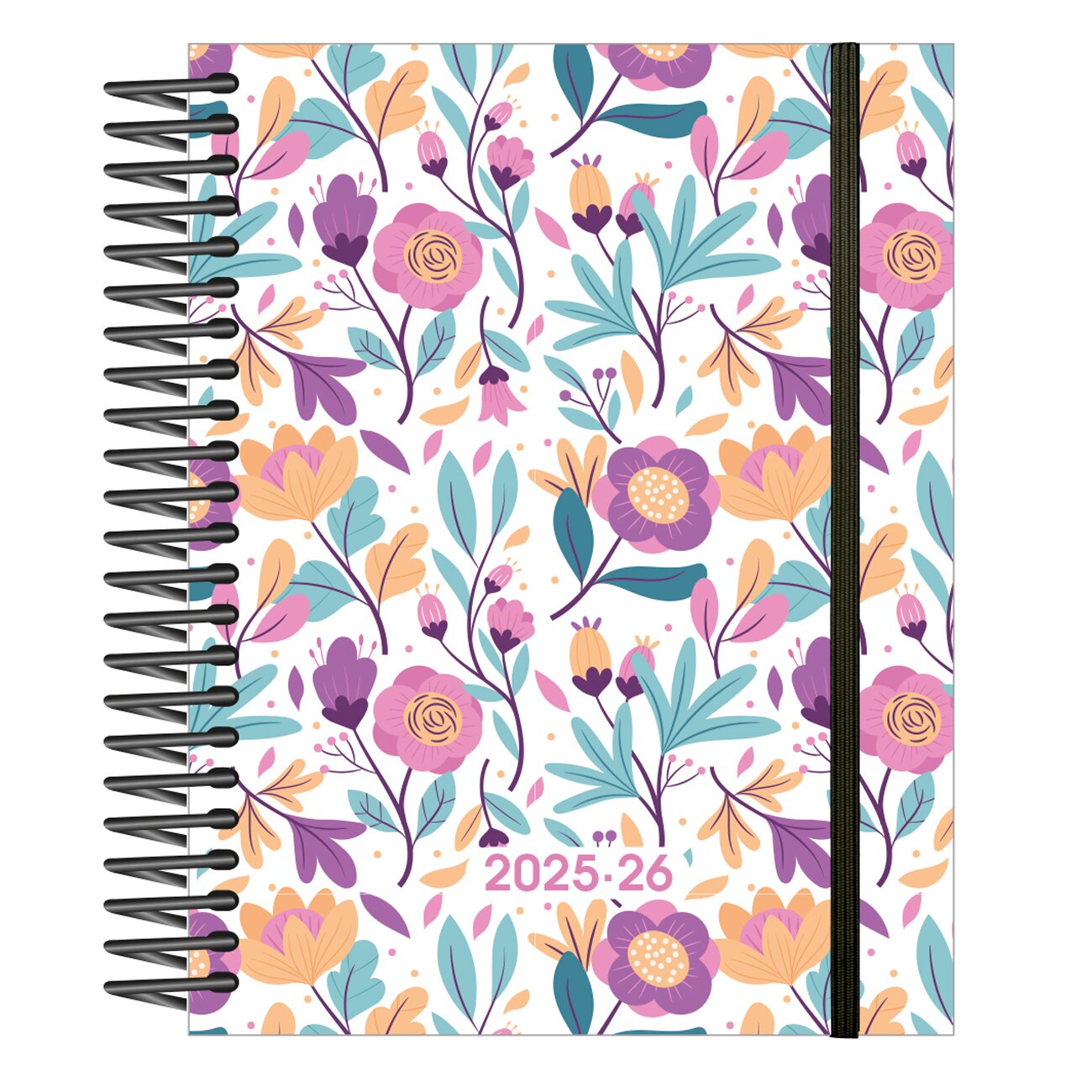 Agenda escolar 2025-2026 semana a la vista Iki Purple Flowers Senfort Catalán Multicolor-1