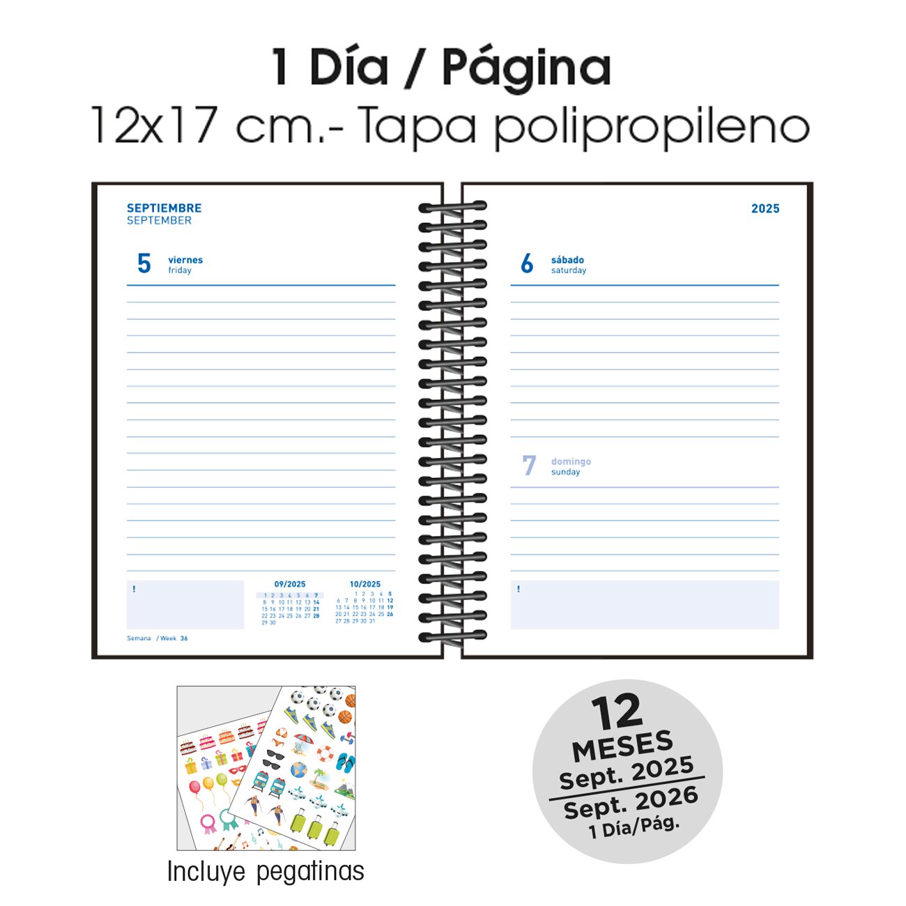 Agenda escolar 2025-2026 1 día por página A6 Student Riders Snow Senfort Multicolor-2