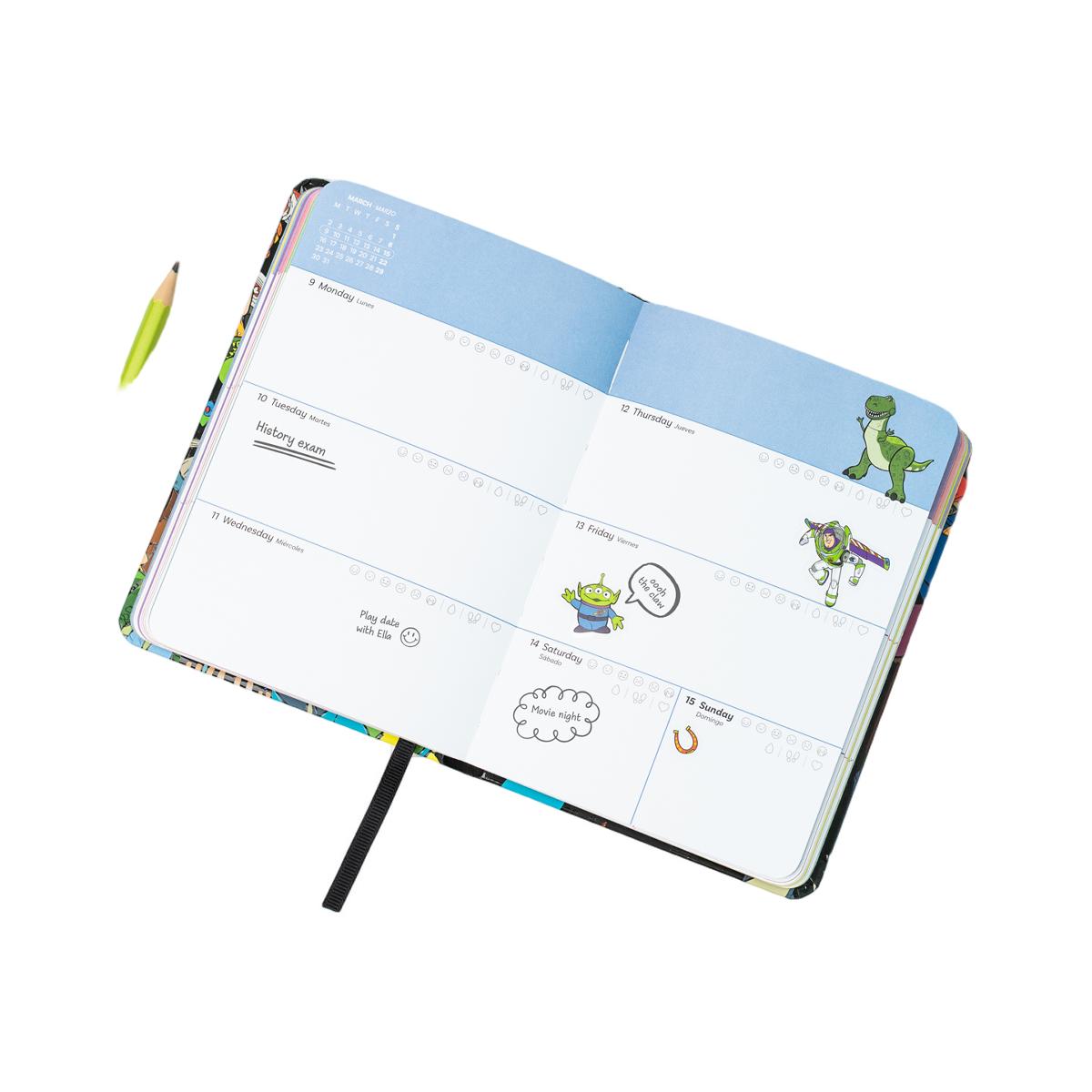 Agenda escolar 2025/2026 semana vista pocket 17 meses Disney Pixar Toy Story 30 aniversario Erik azul Azul / Negro-6