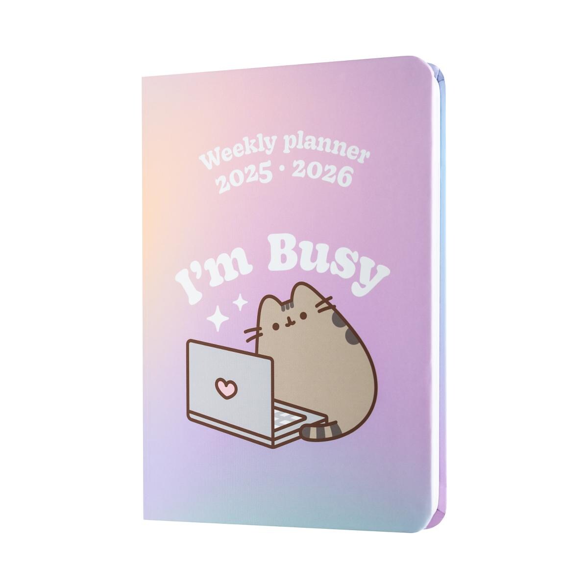 Agenda escolar 2025/2026 semana vista pocket 17 meses Pusheen Erik rosa 1