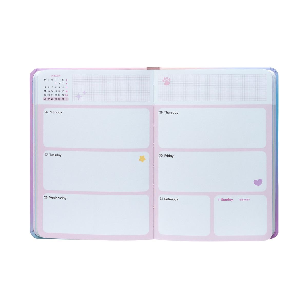 Agenda escolar 2025/2026 semana vista pocket 17 meses Pusheen Erik rosa 2