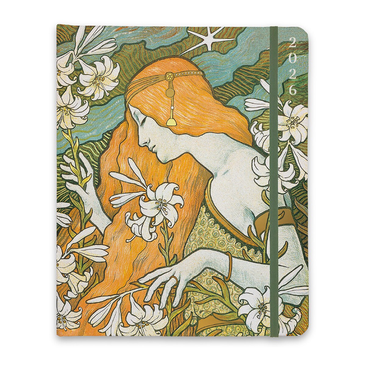 Agenda 17 meses 2025/2026 semana vista Idole Art Nouveau Kokonote naranja Naranja / Verde-1
