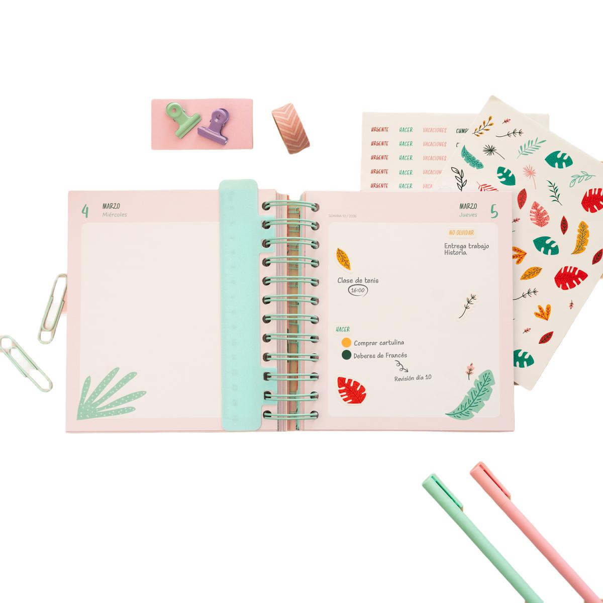 Agenda escolar 2025/2026 día página M 11 meses Amelie Erik azul Azul / Rosa-4