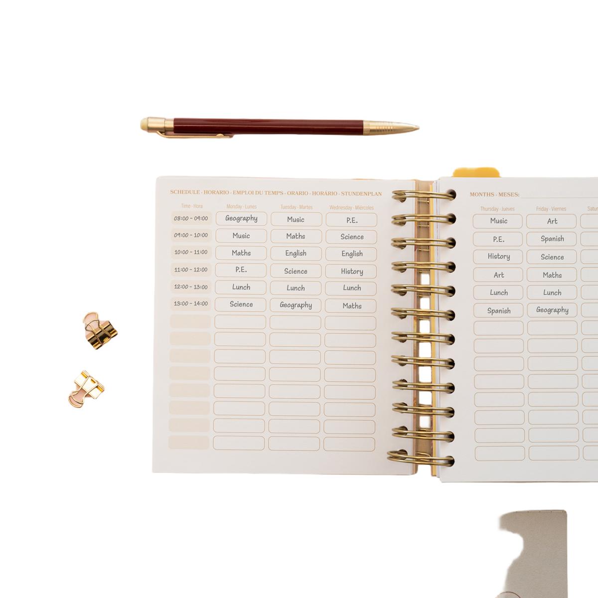 Agenda escolar 2025/2026 día página M 11 meses Glitter Erik beige Beige / Marrón-3