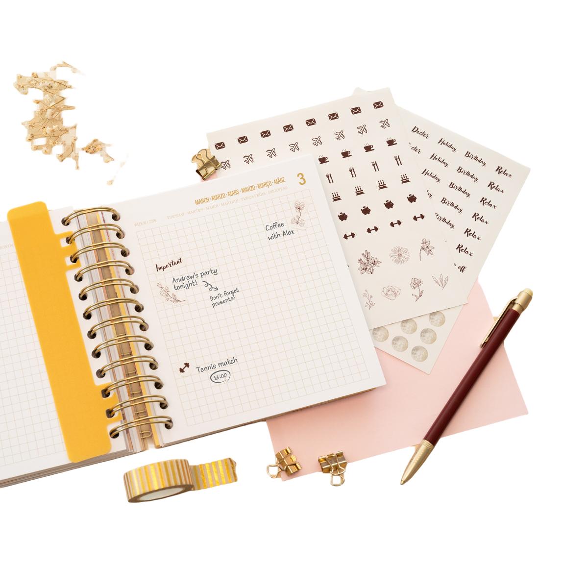 Agenda escolar 2025/2026 día página M 11 meses Glitter Erik beige Beige / Marrón-4