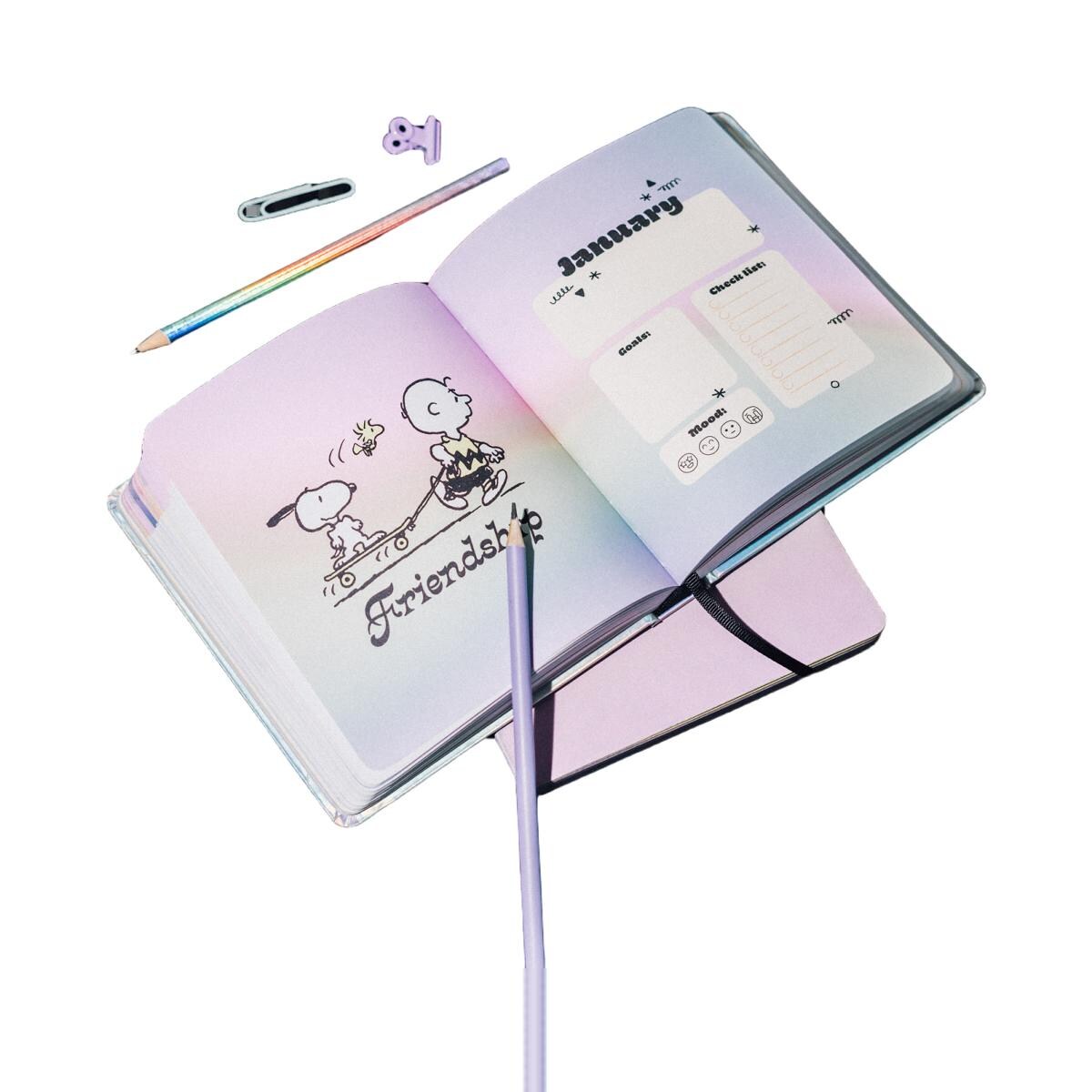 Agenda escolar 2025/2026 día página M con lomo 11 meses Snoopy Erik rosa Rosa / Negro-6