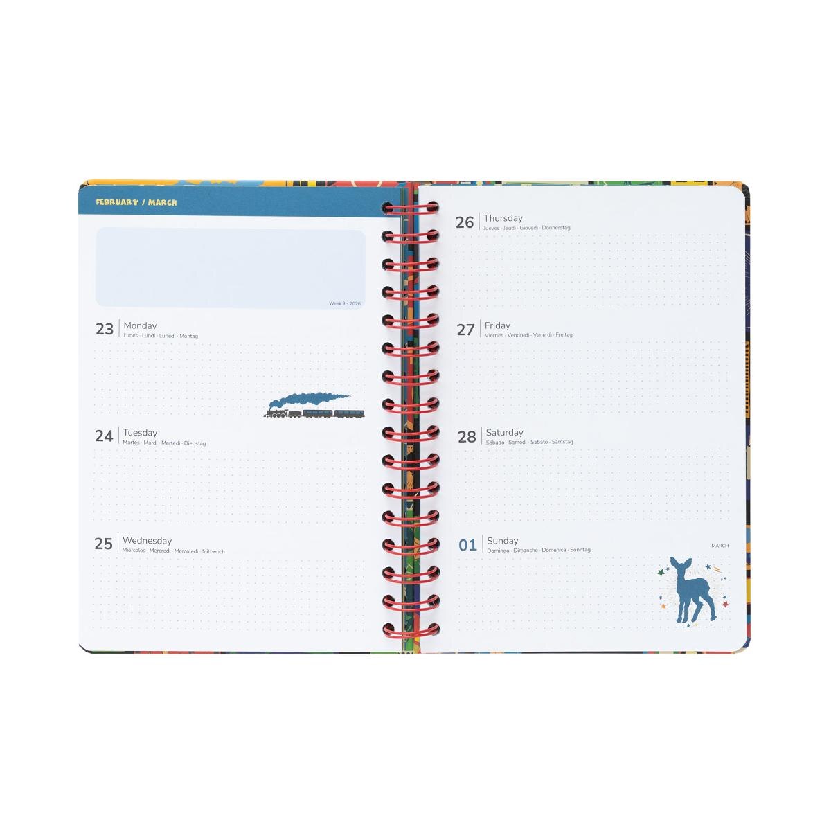 Agenda escolar 2025/2026 semana vista A5 12 meses Harry Potter Erik rojo Rojo / Negro-2