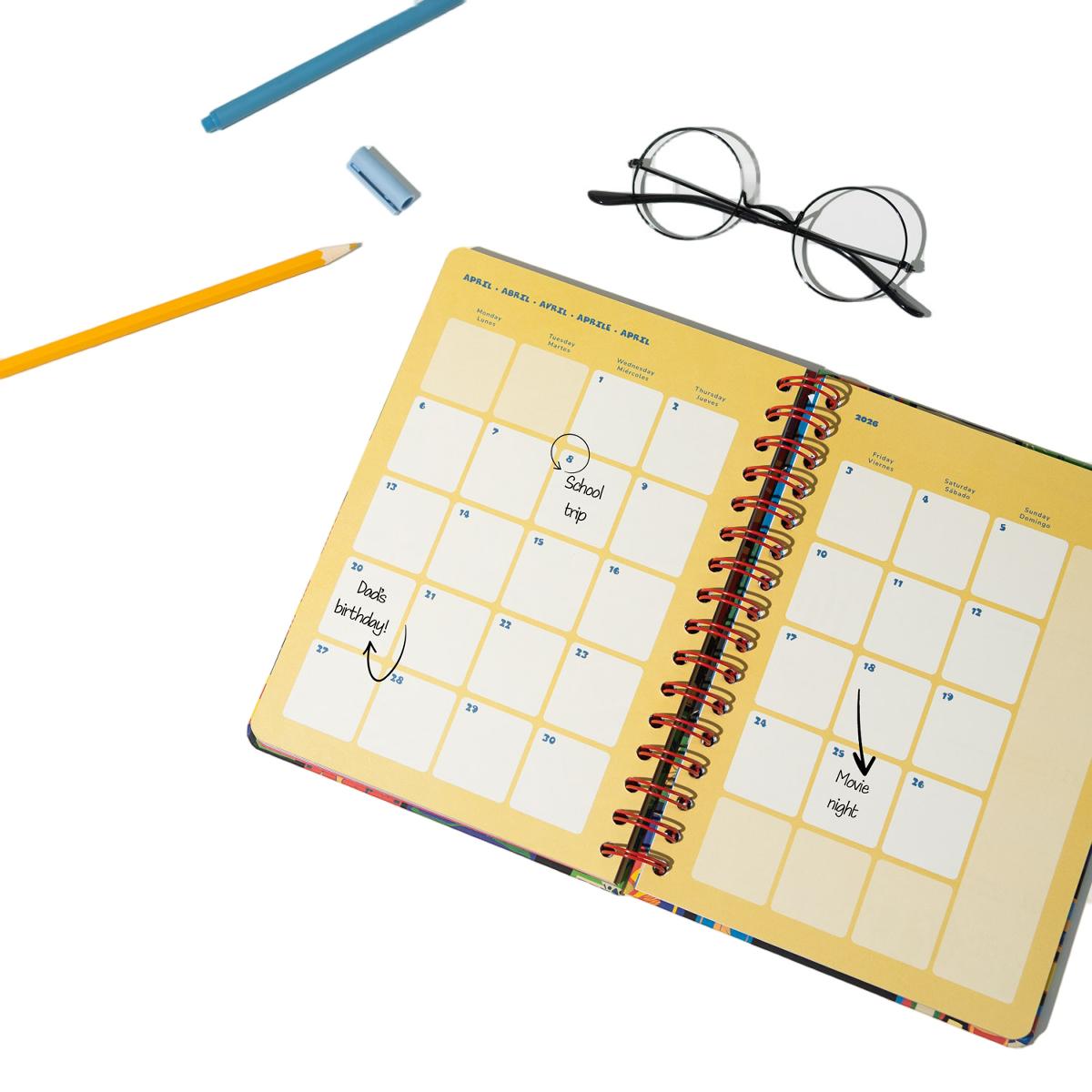 Agenda escolar 2025/2026 semana vista A5 12 meses Harry Potter Erik rojo Rojo / Negro-5
