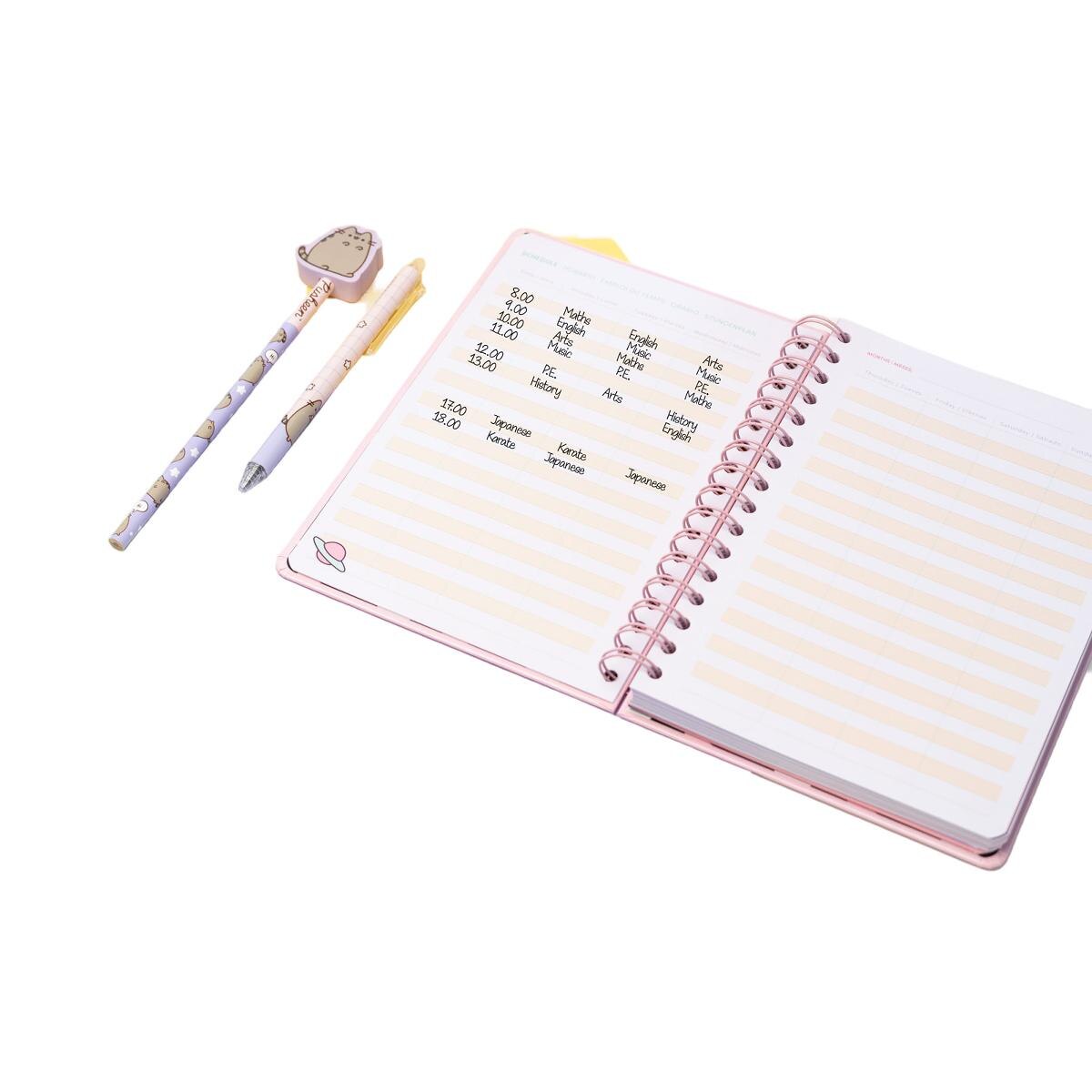 Agenda escolar 2025/2026 semana vista A5 12 meses Pusheen Erik rosa Rosa / Blanco-4