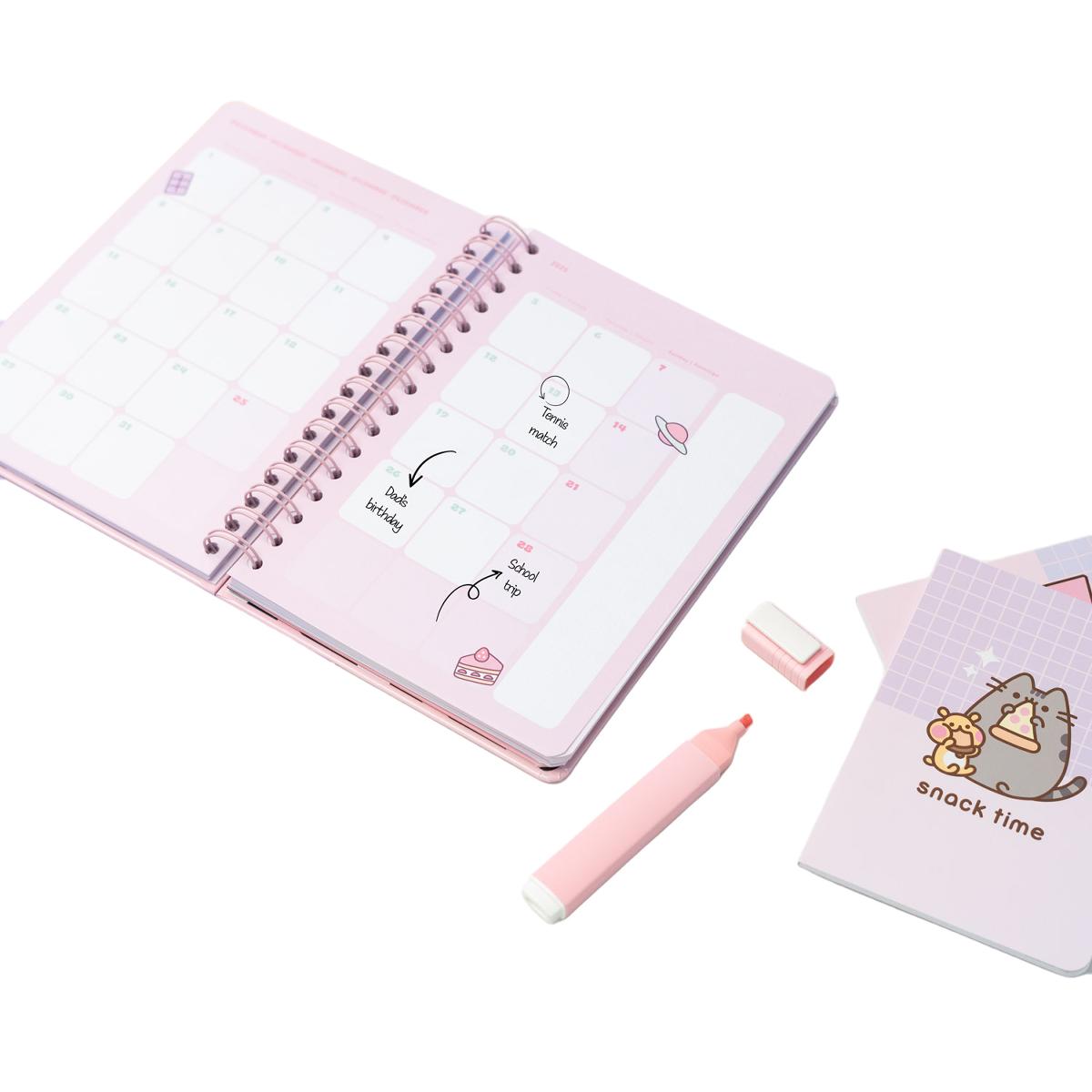Agenda escolar 2025/2026 semana vista A5 12 meses Pusheen Erik rosa Rosa / Blanco-5